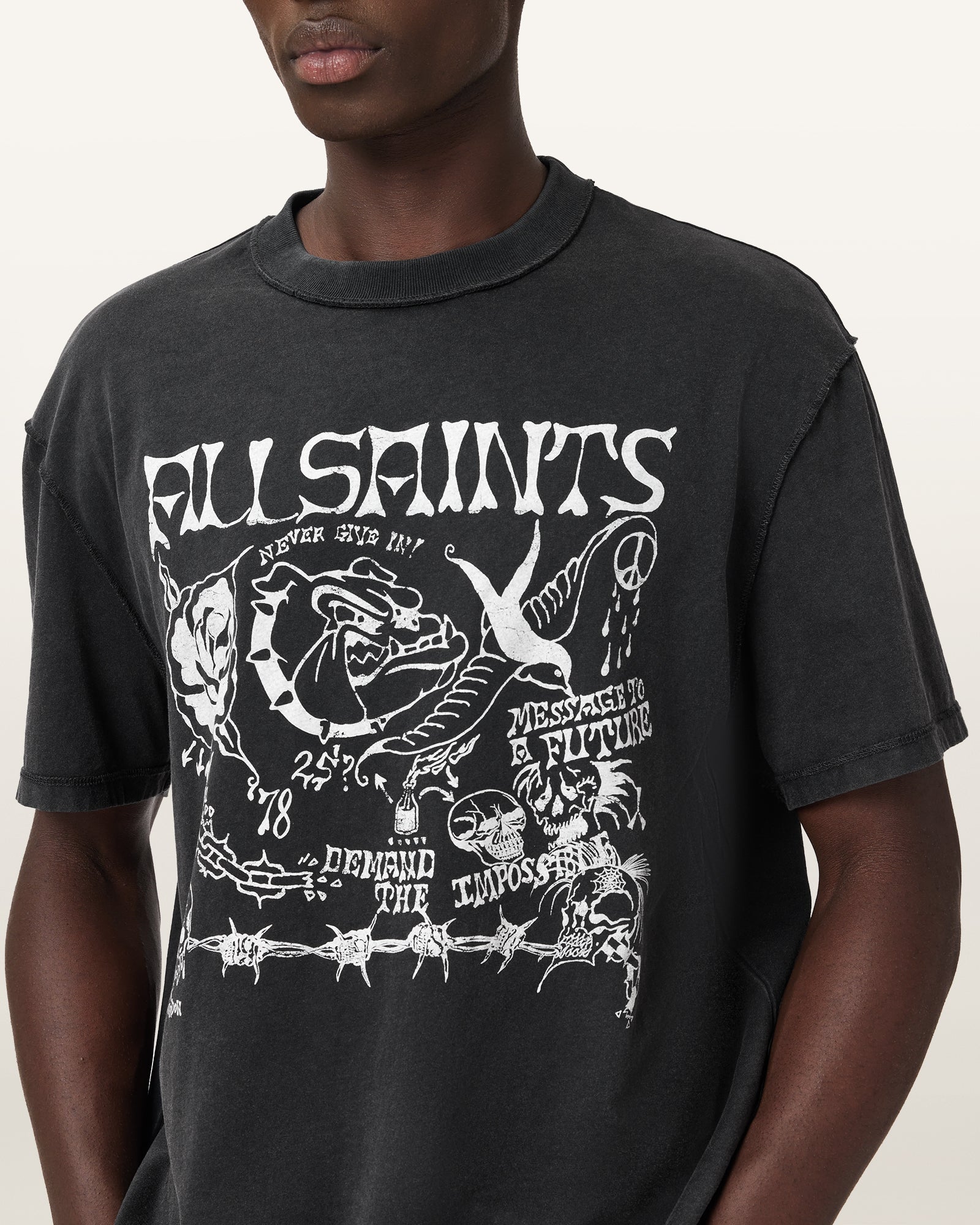 Washed Black Color Chingford SS Crew from AllSaints