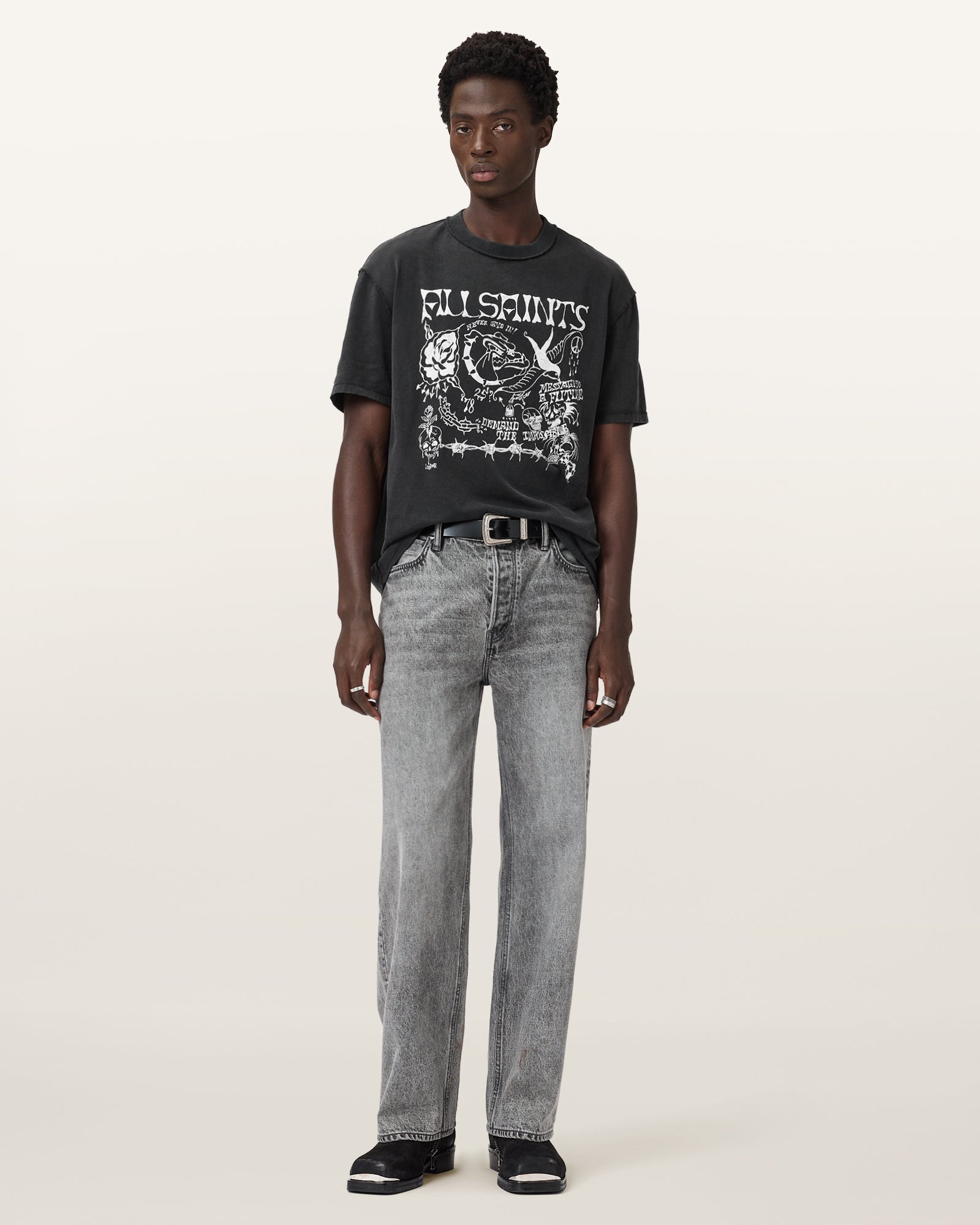 Washed Black Color Chingford SS Crew from AllSaints