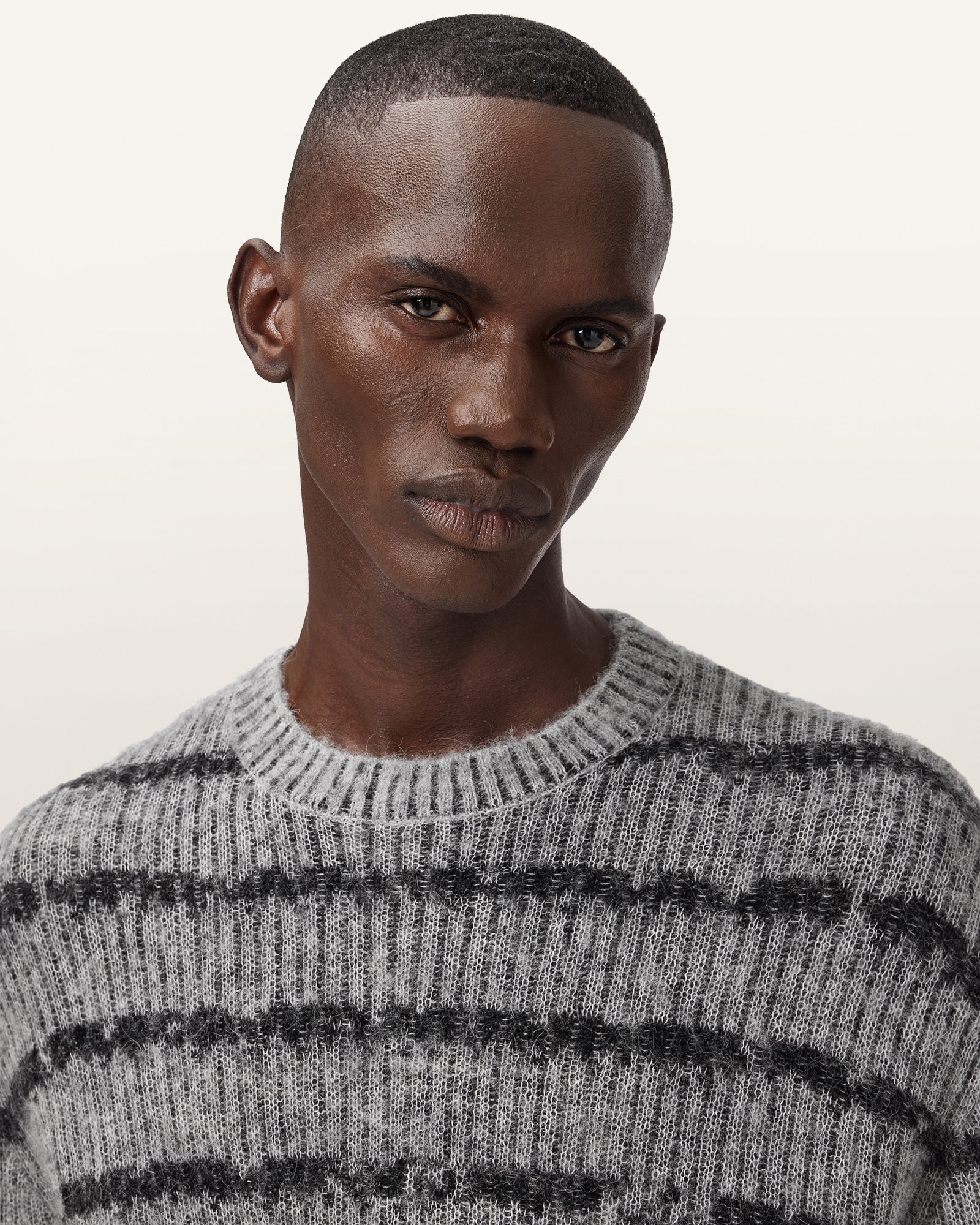 Grey/Black Color Dissolved Crew Knit from AllSaints