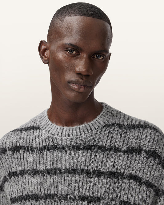 Grey/Black Color Dissolved Crew Knit from AllSaints