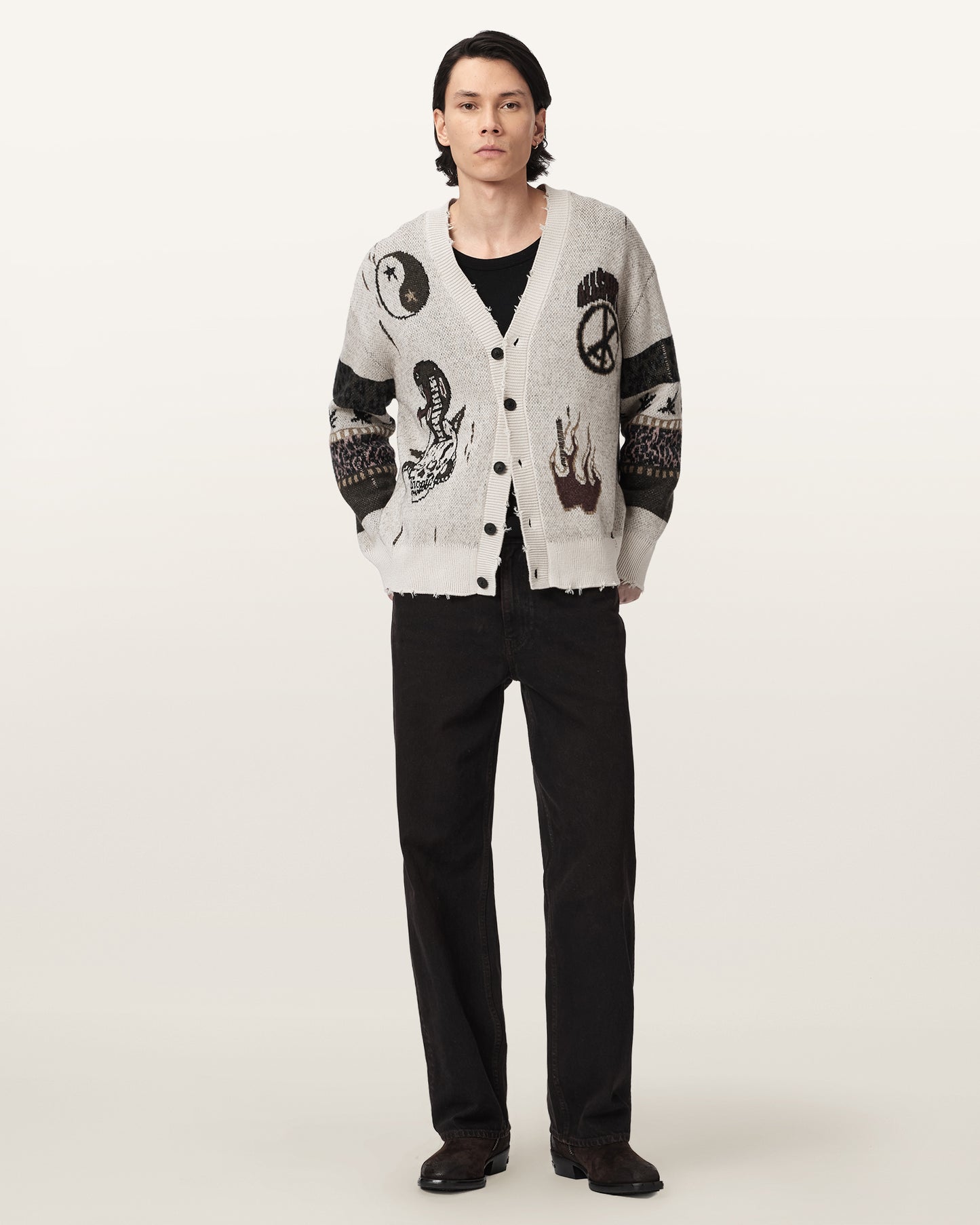ECRU WHITE Color Bram Cardigan from AllSaints