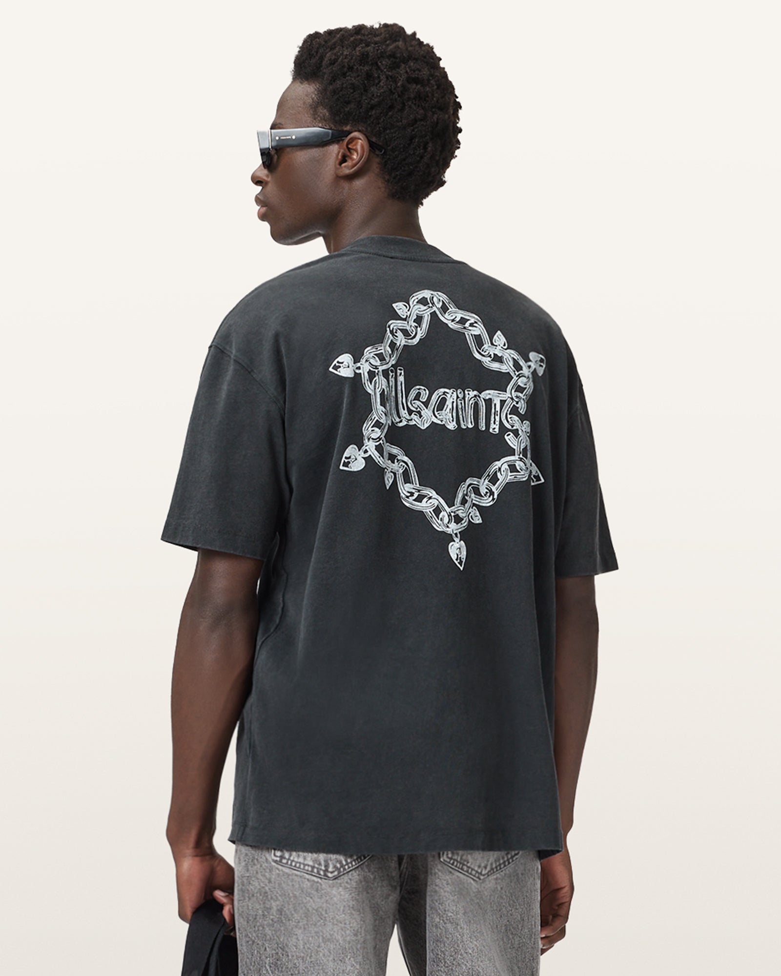 Washed Black Color Drip SS Crew from AllSaints