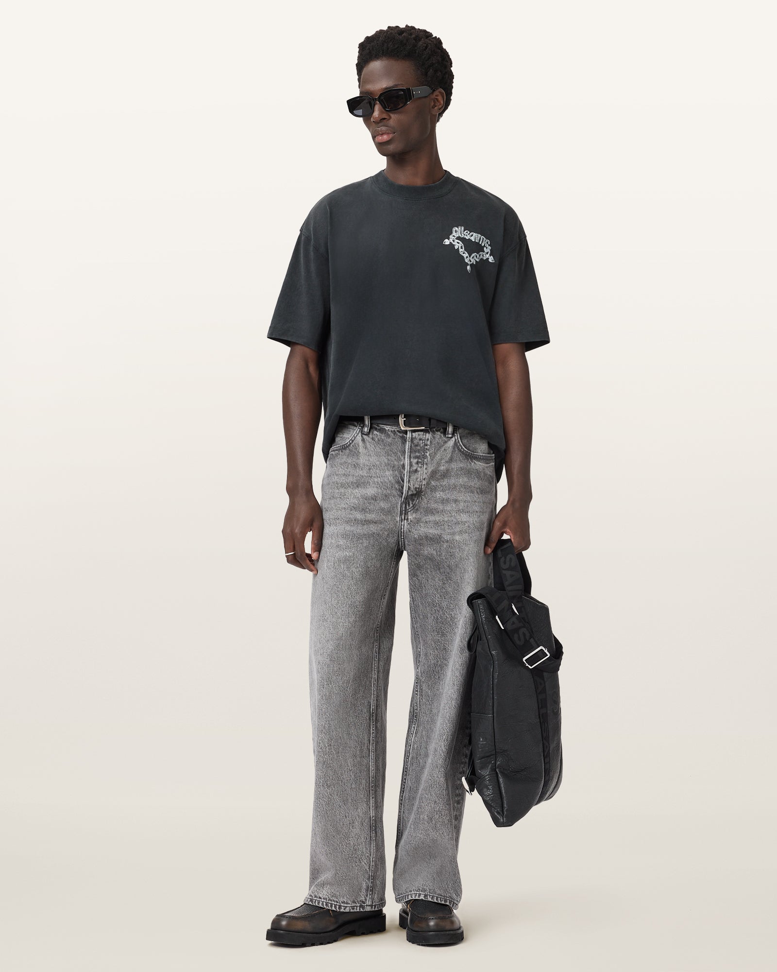 Washed Black Color Drip SS Crew from AllSaints