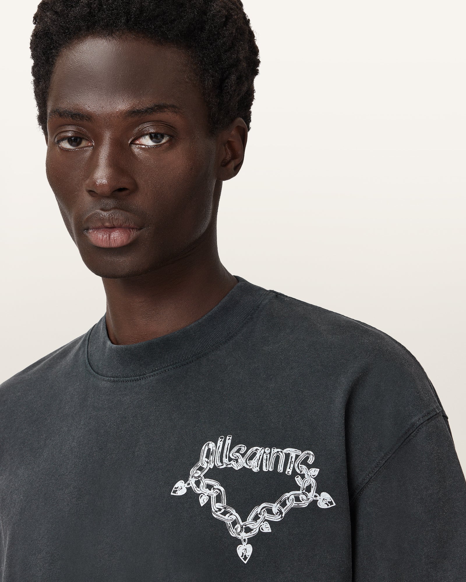 Washed Black Color Drip SS Crew from AllSaints