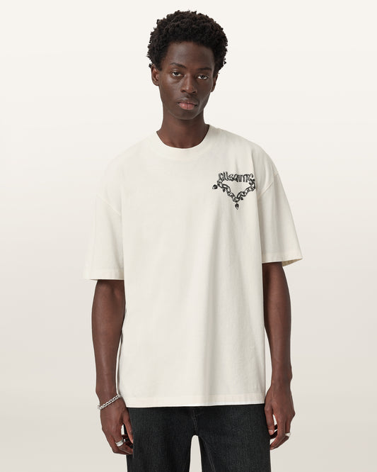 Chalk White Color Drip SS Crew from AllSaints