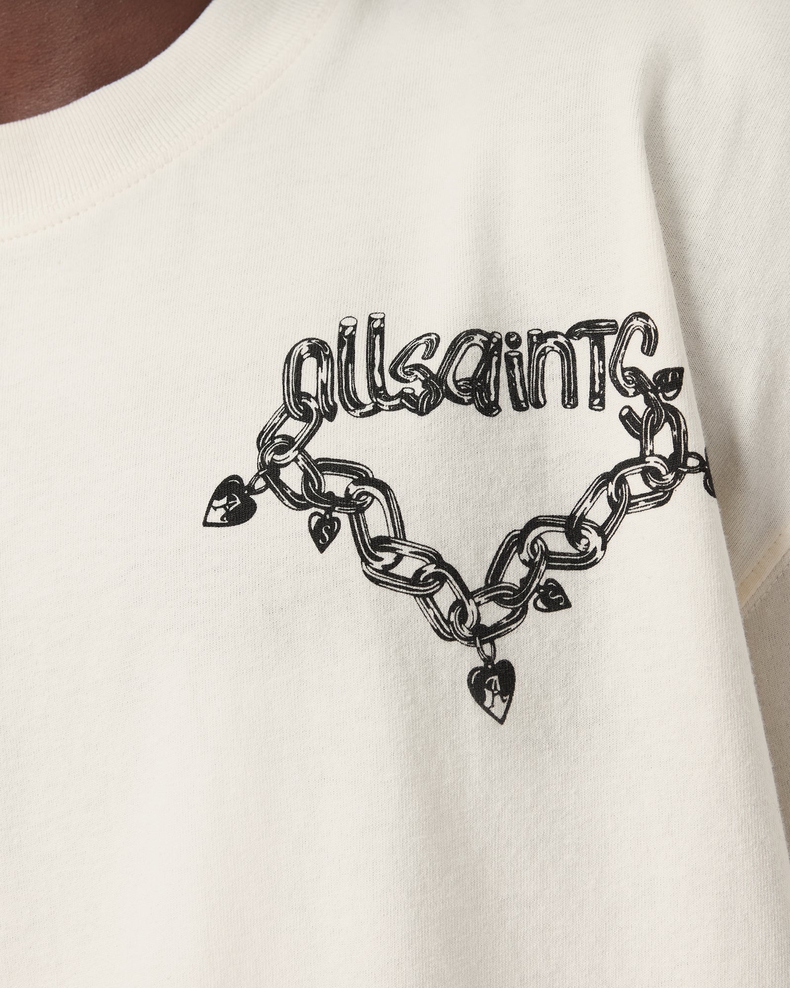 Chalk White Color Drip SS Crew from AllSaints