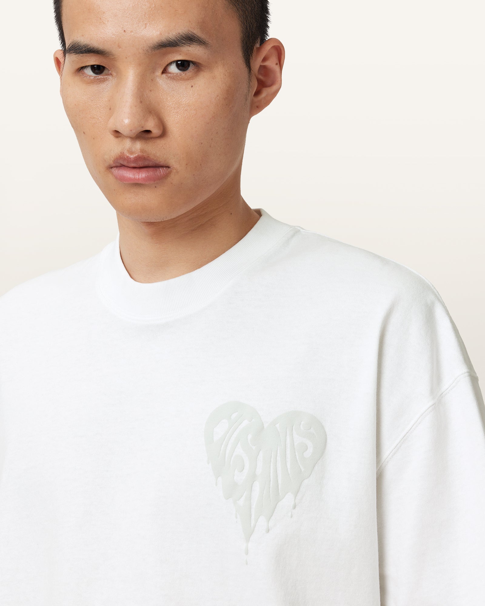 Optic White Color Trip SS Crew from AllSaints