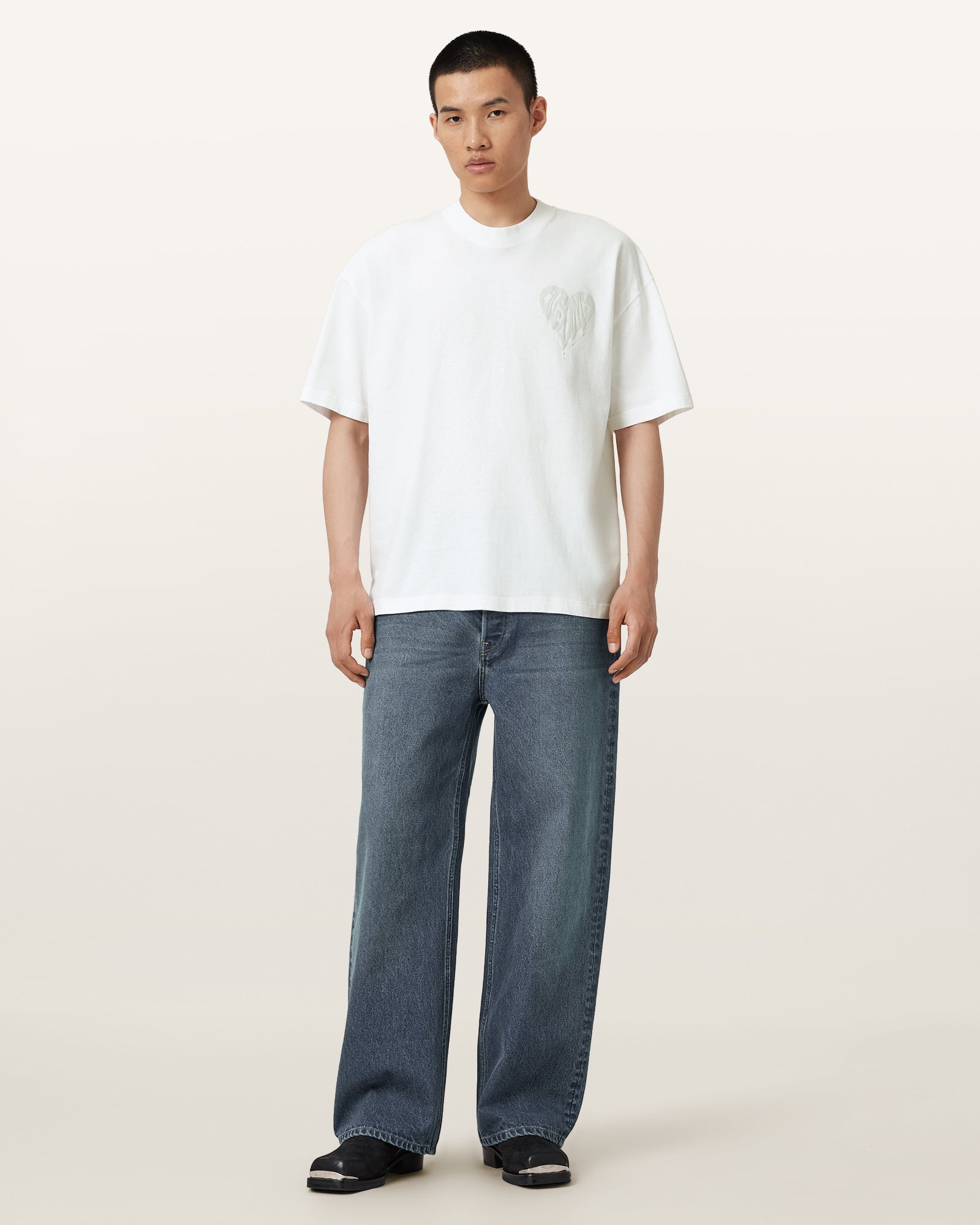 Optic White Color Trip SS Crew from AllSaints