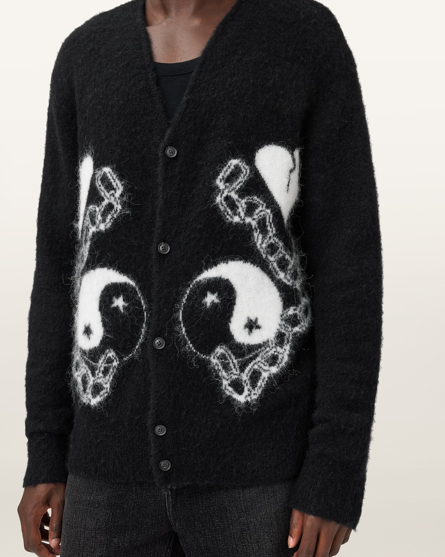 BLACK/CHALK WHITE Color Reflection Cardigan from AllSaints