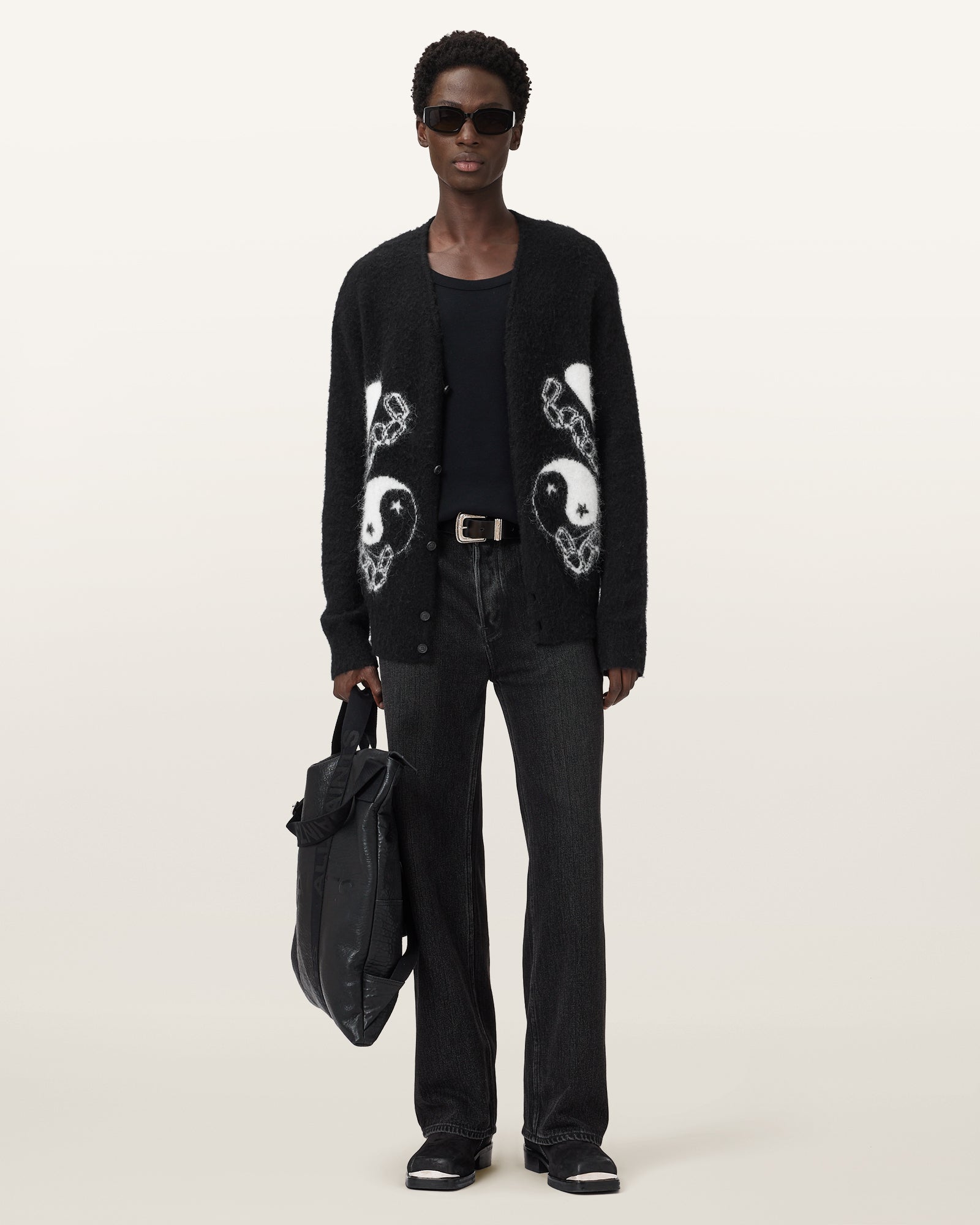 BLACK/CHALK WHITE Color Reflection Cardigan from AllSaints