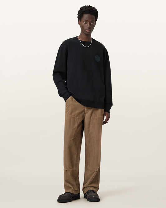 Jet Black Color Waved Crew Sweatshirt from AllSaints