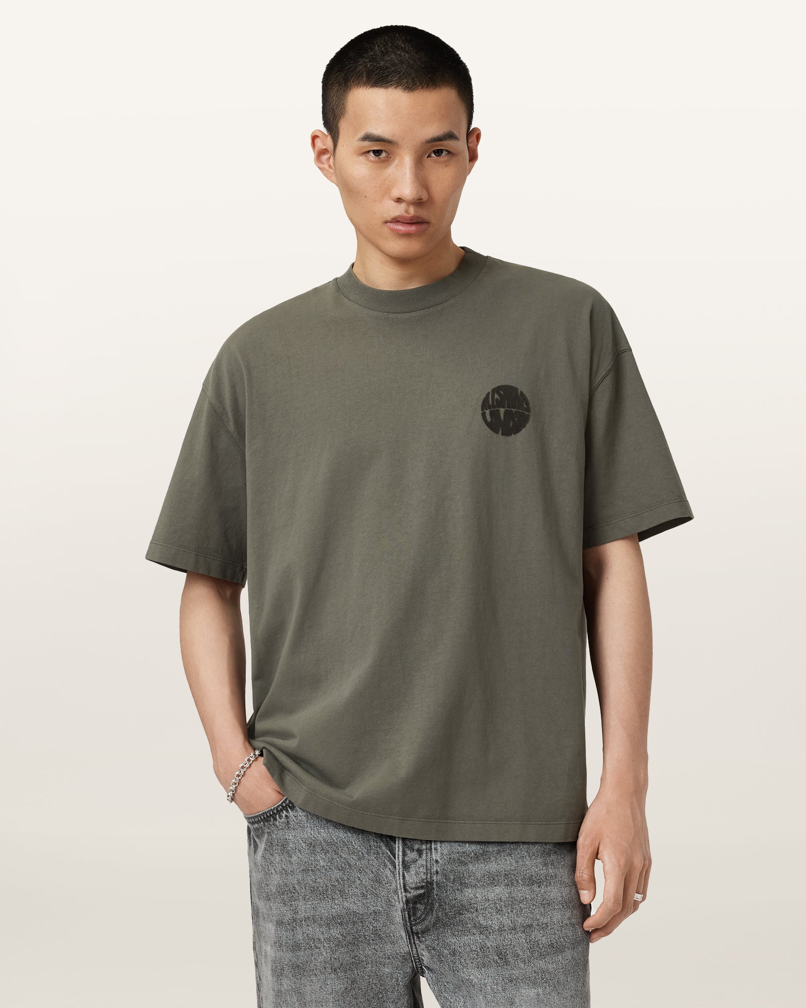 Forest Green Color Waved SS Crew from AllSaints