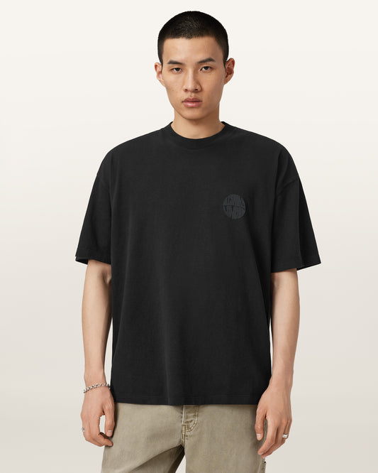 Jet Black Color Waved SS Crew from AllSaints