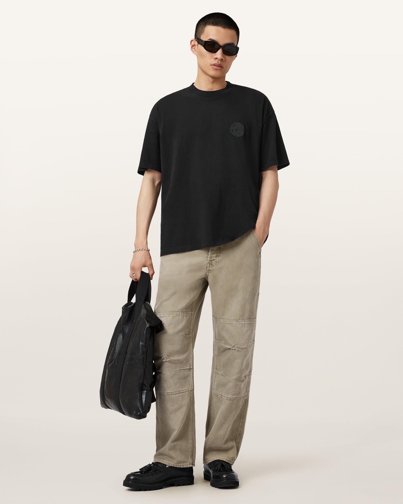 Jet Black Color Waved SS Crew from AllSaints