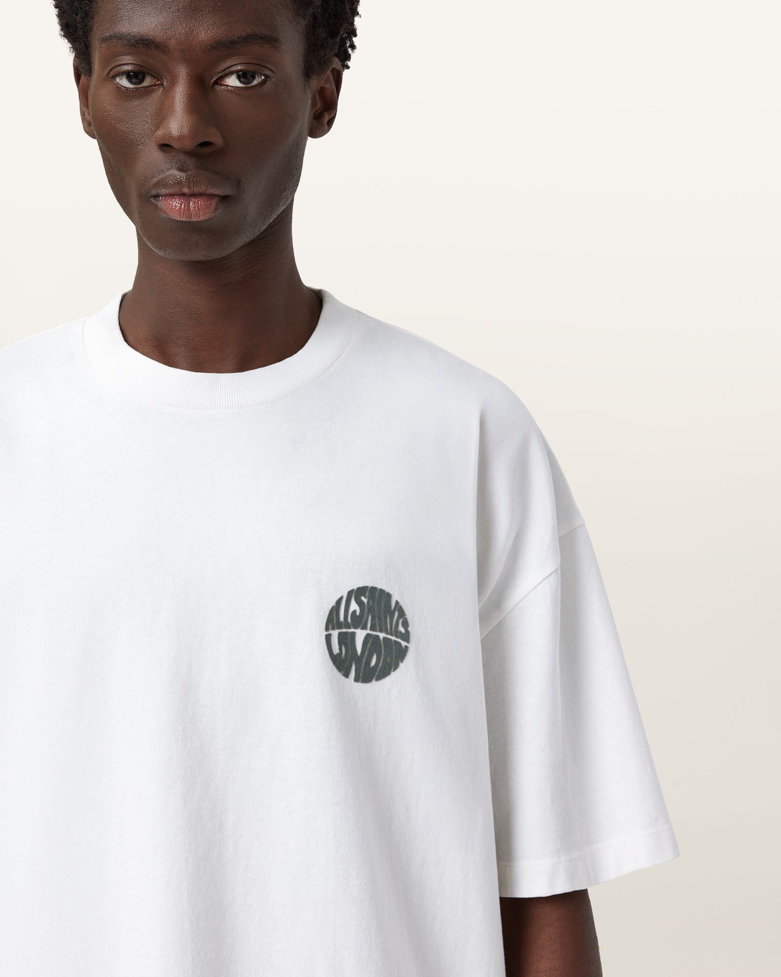 ASHEN WHITE Color Waved SS Crew from AllSaints
