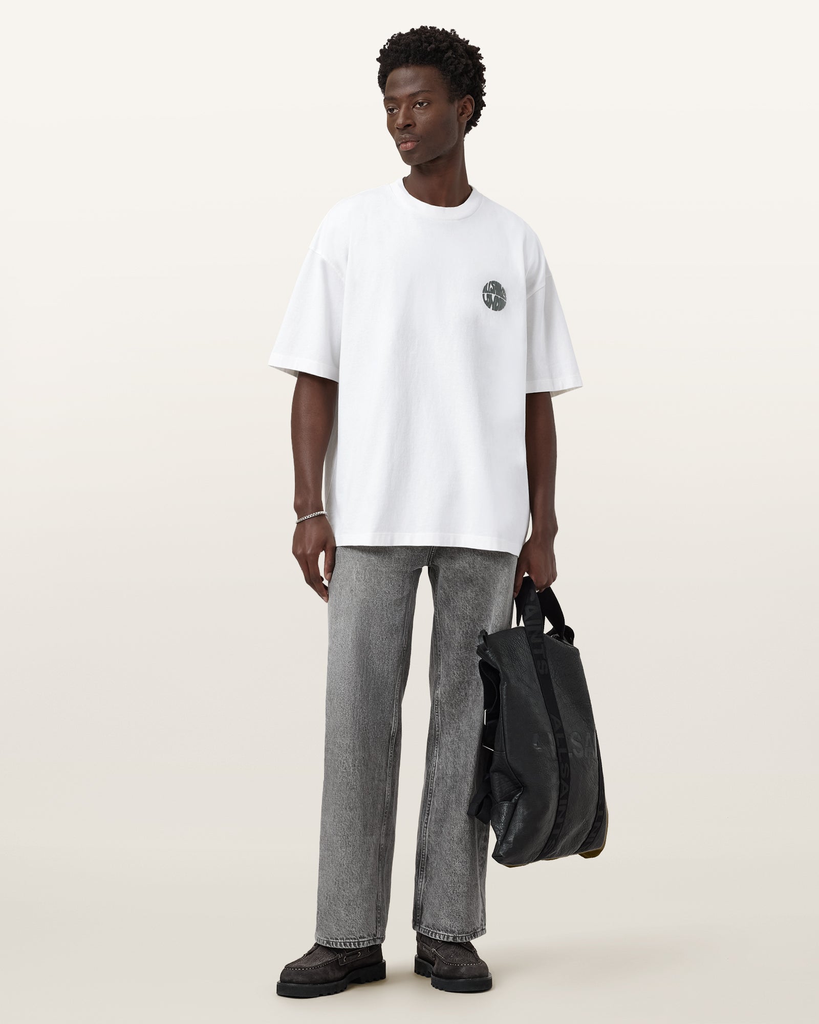 ASHEN WHITE Color Waved SS Crew from AllSaints