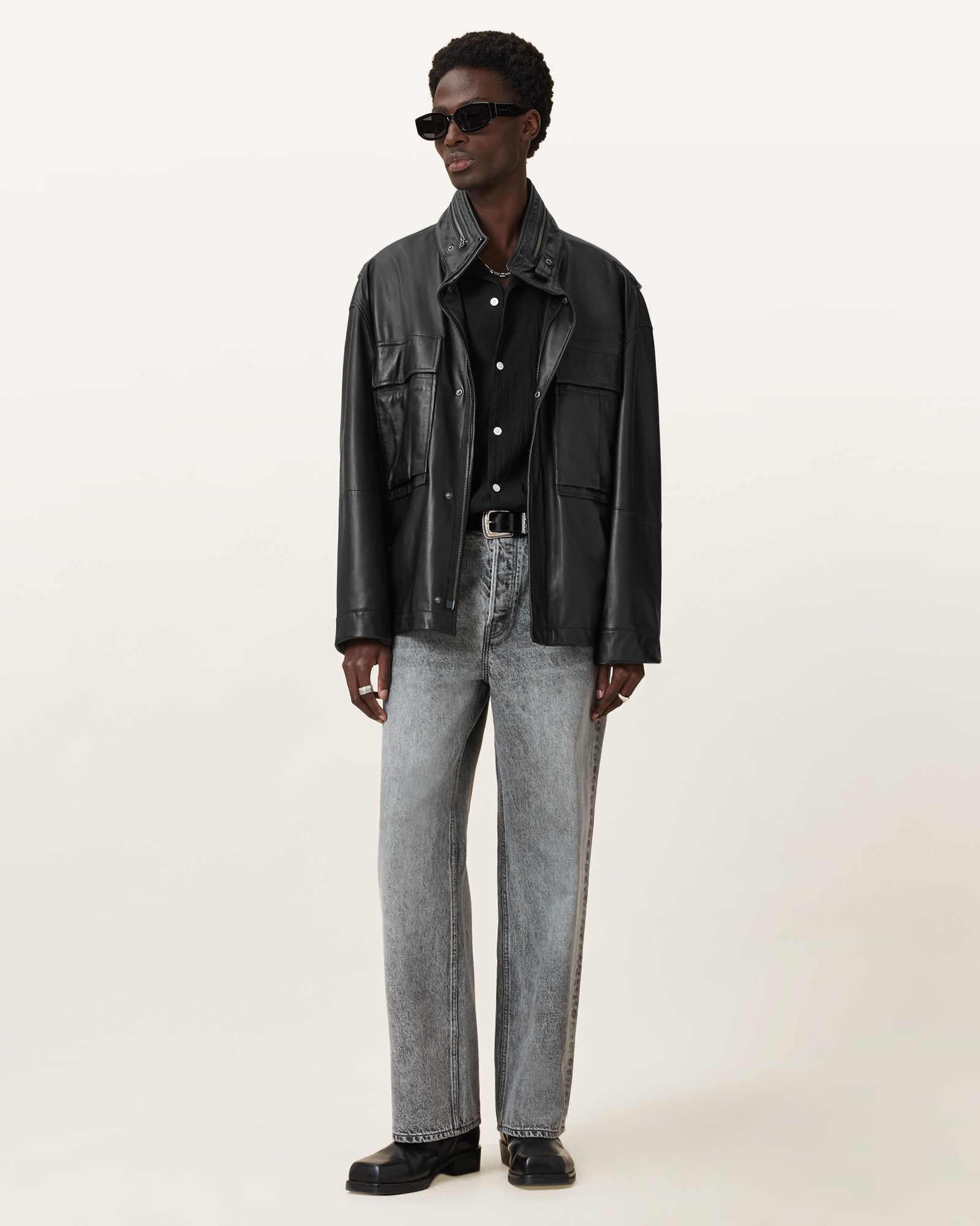 Black Color Halton Leather Jacket from AllSaints