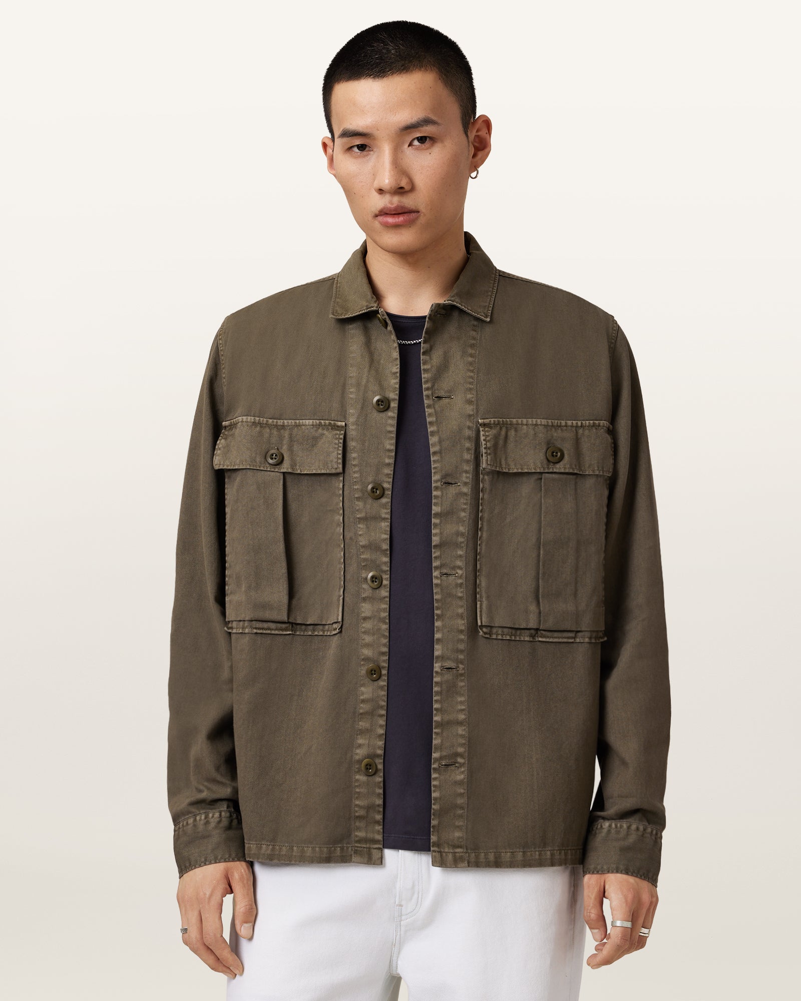 PASTORAL GREEN Color Albyn LS Shirt from AllSaints