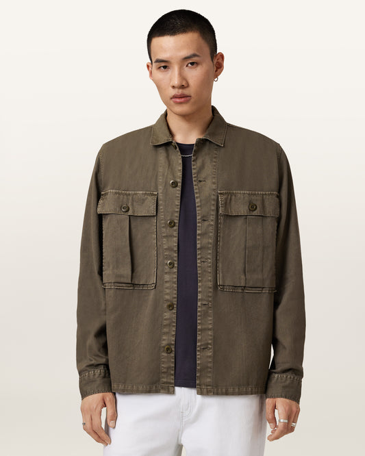 PASTORAL GREEN Color Albyn LS Shirt from AllSaints