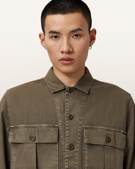 PASTORAL GREEN Color Albyn LS Shirt from AllSaints