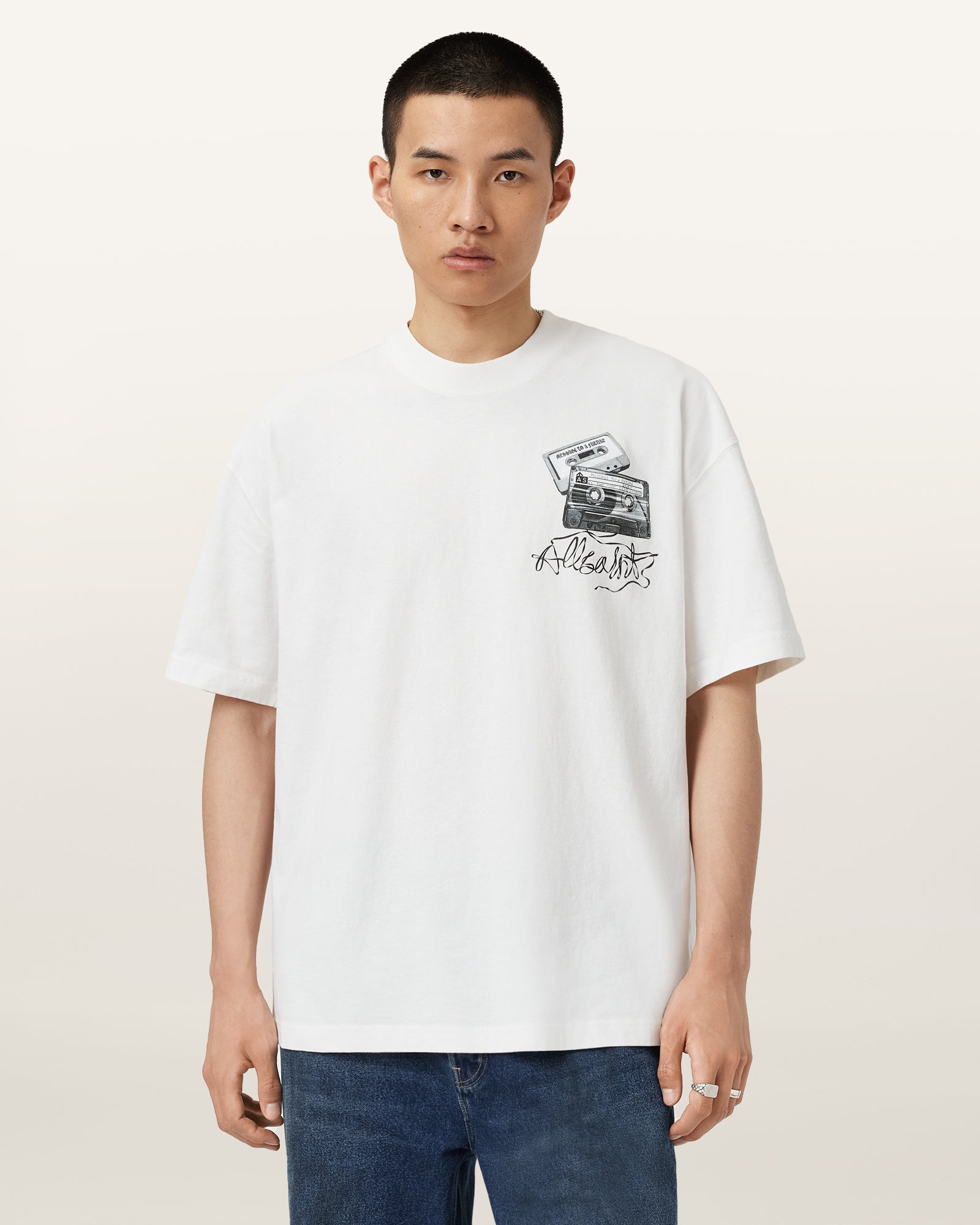 Chalk White Color Reel SS Crew from AllSaints