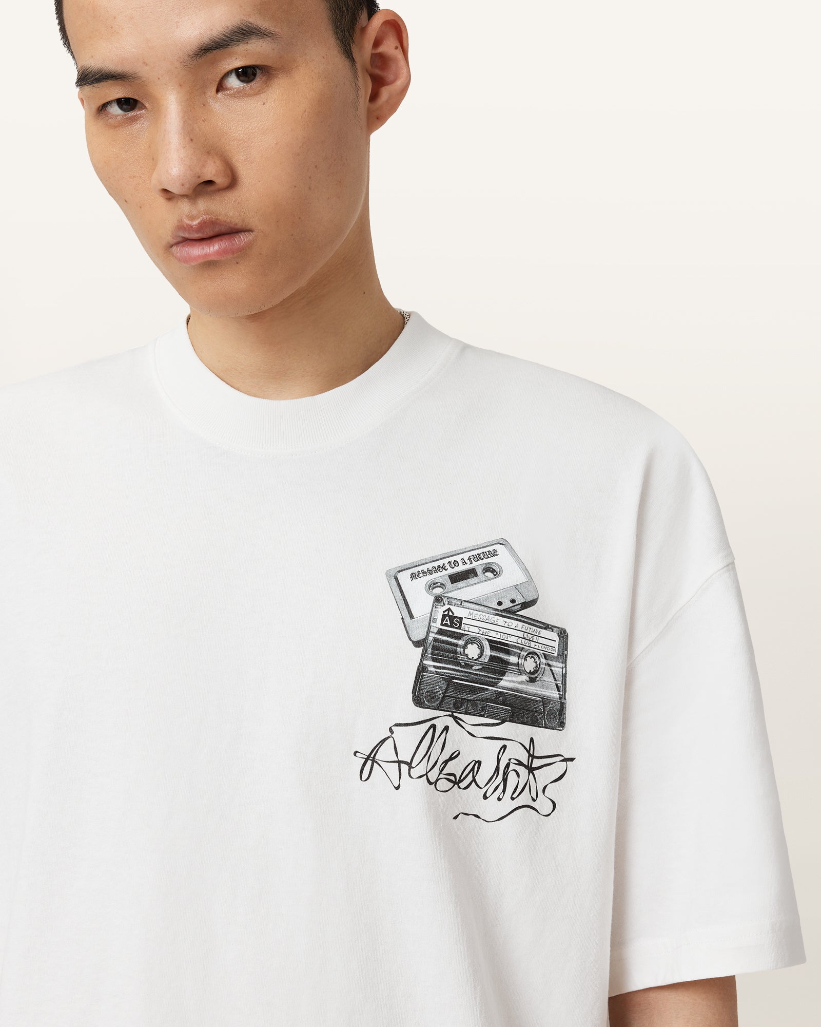 Chalk White Color Reel SS Crew from AllSaints