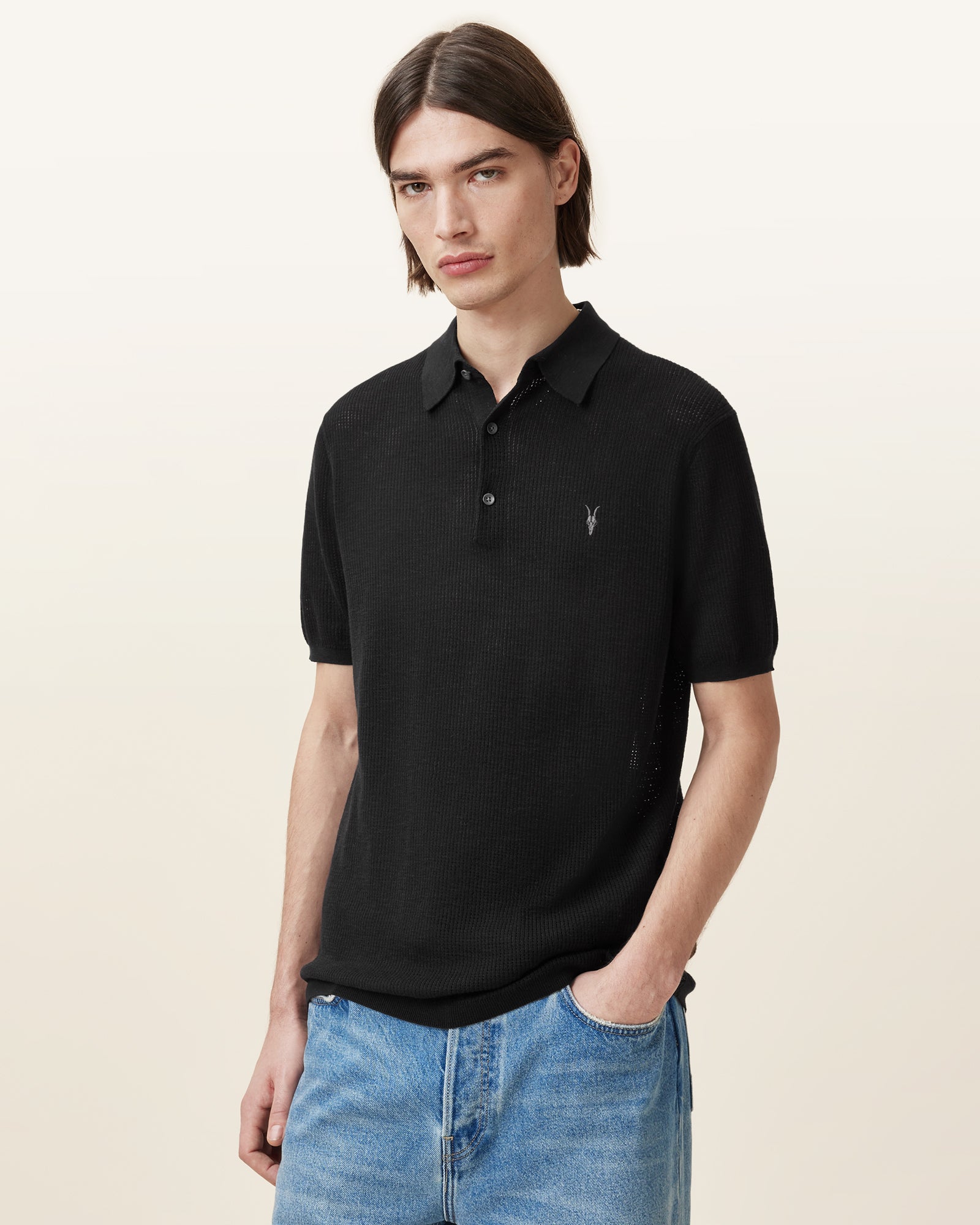 Black Color Aubrey SS Polo from AllSaints
