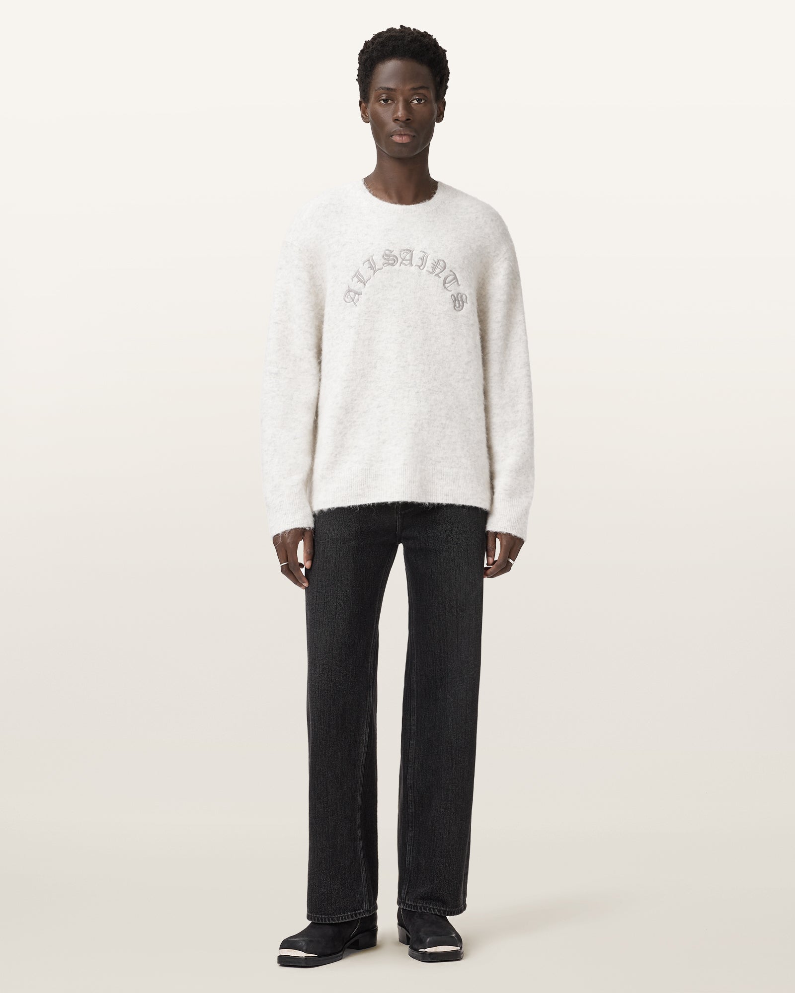 ECRU WHITE Color Curv Crew Knitwear from AllSaints