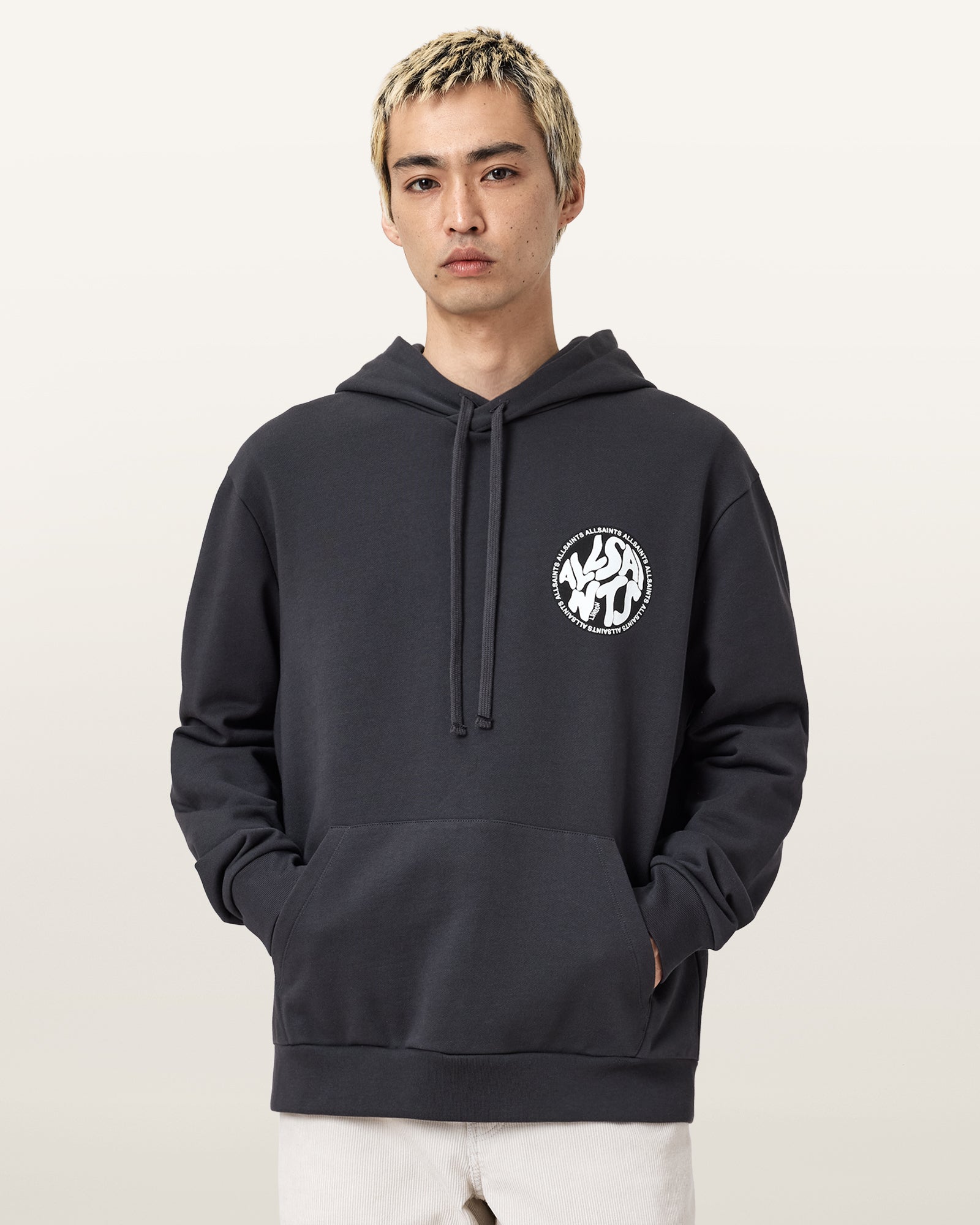 Washed Black Color Distortion OTH Hoody from AllSaints