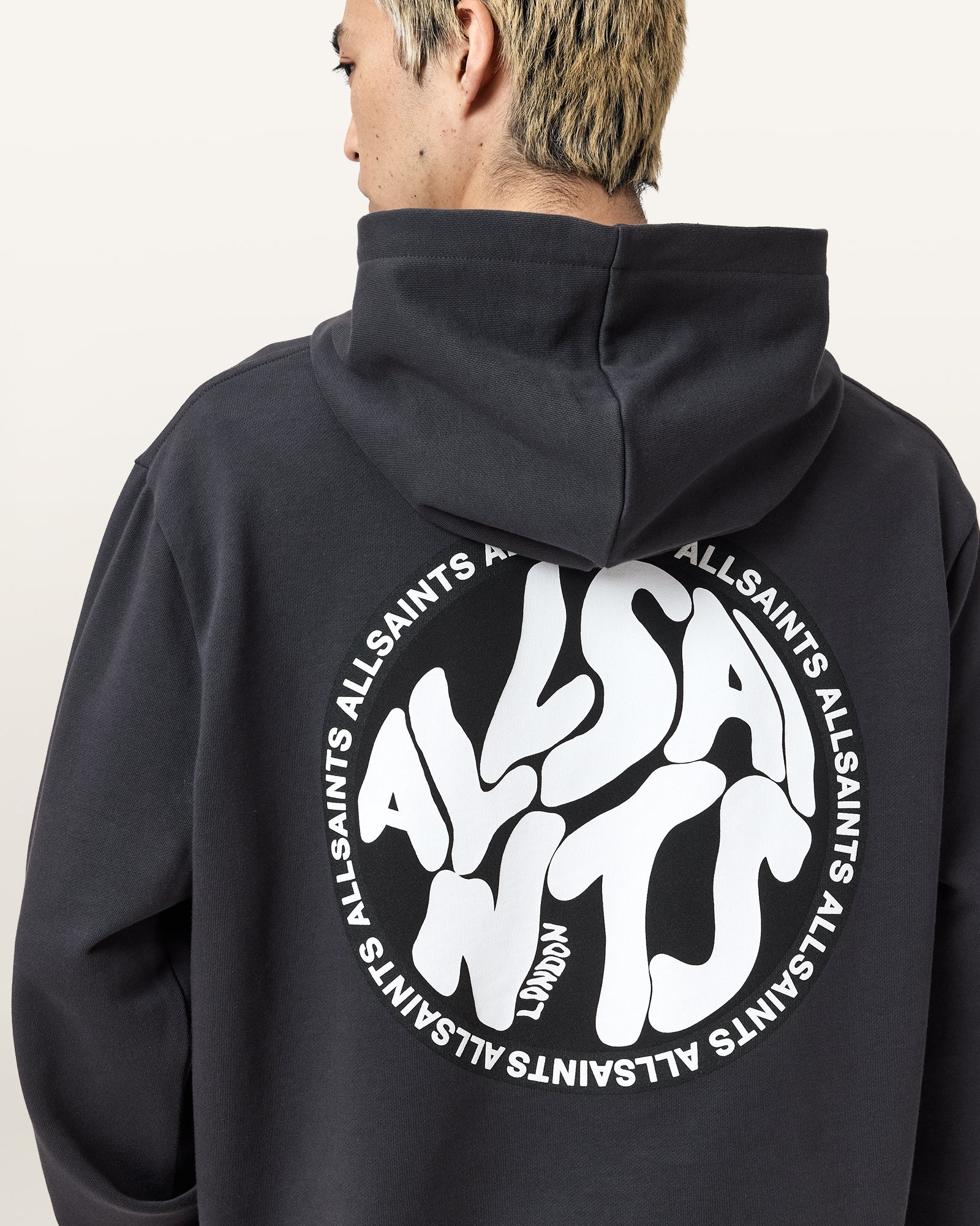 Washed Black Color Distortion OTH Hoody from AllSaints