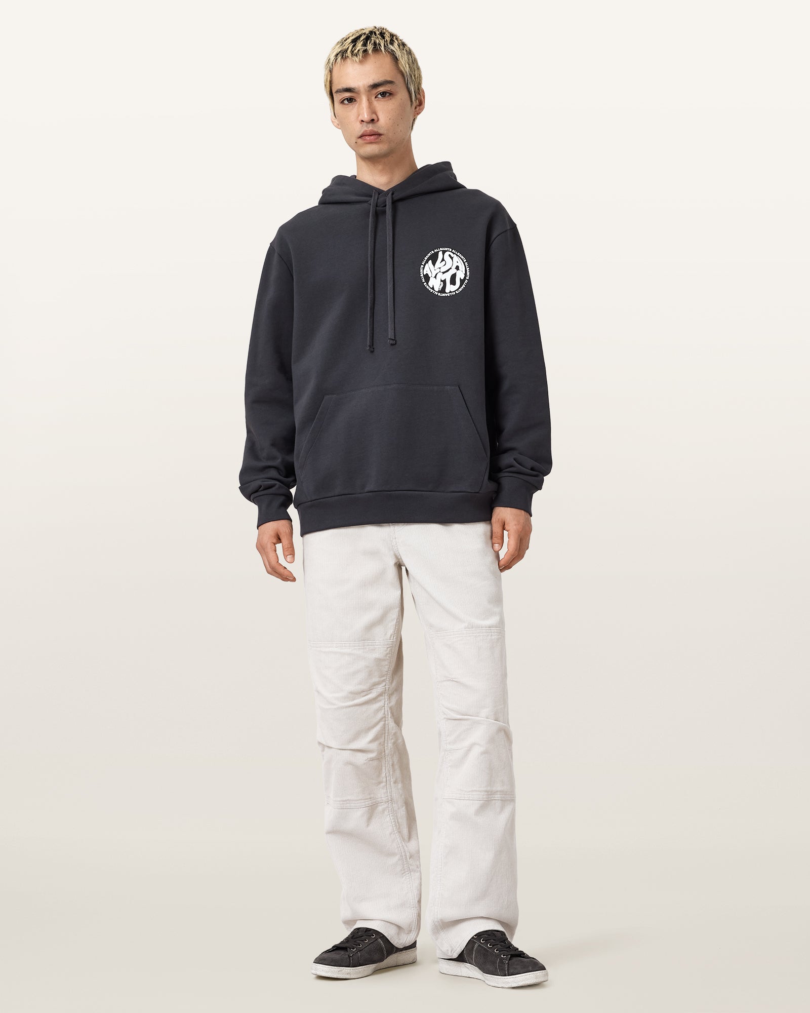 Washed Black Color Distortion OTH Hoody from AllSaints