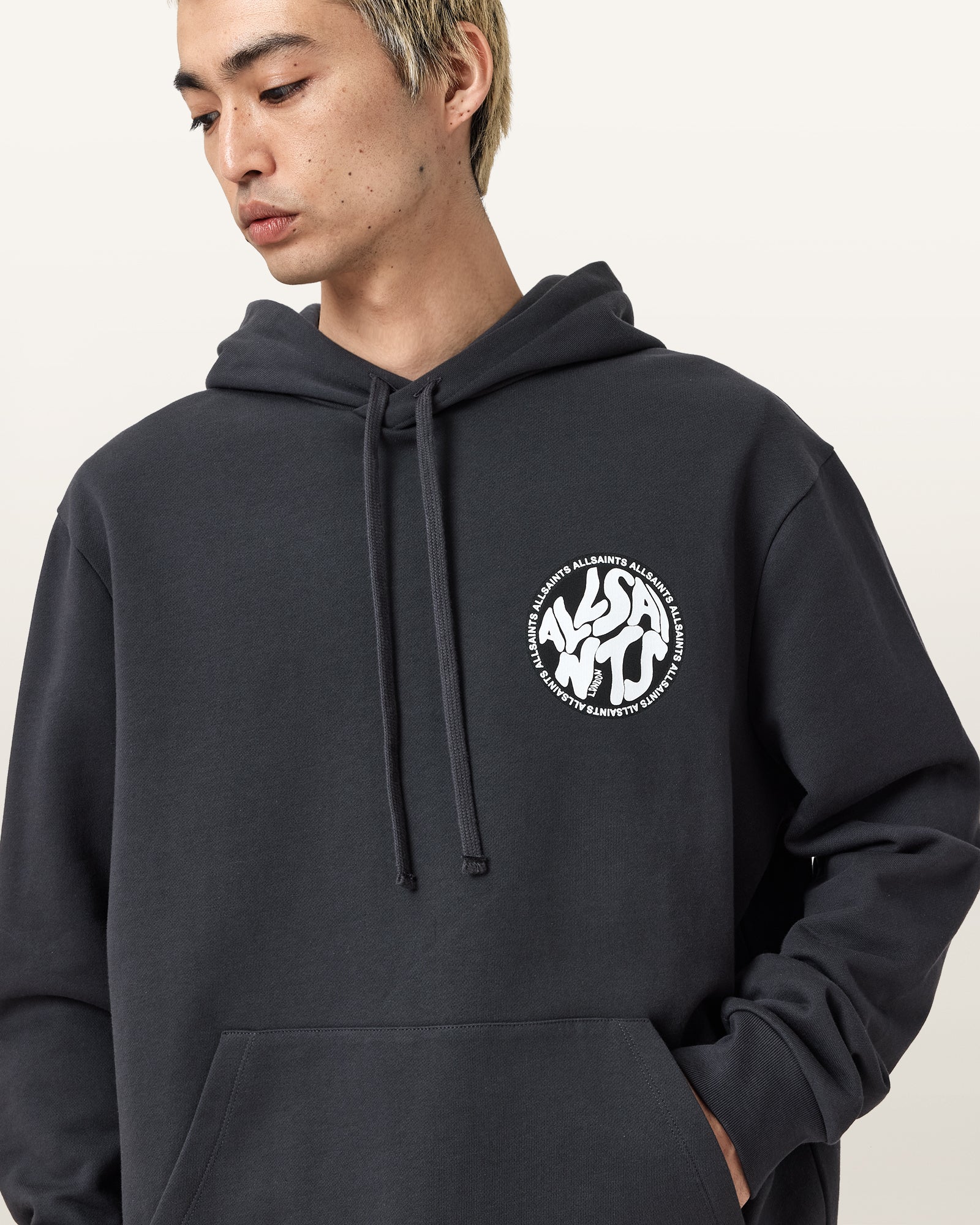 Washed Black Color Distortion OTH Hoody from AllSaints