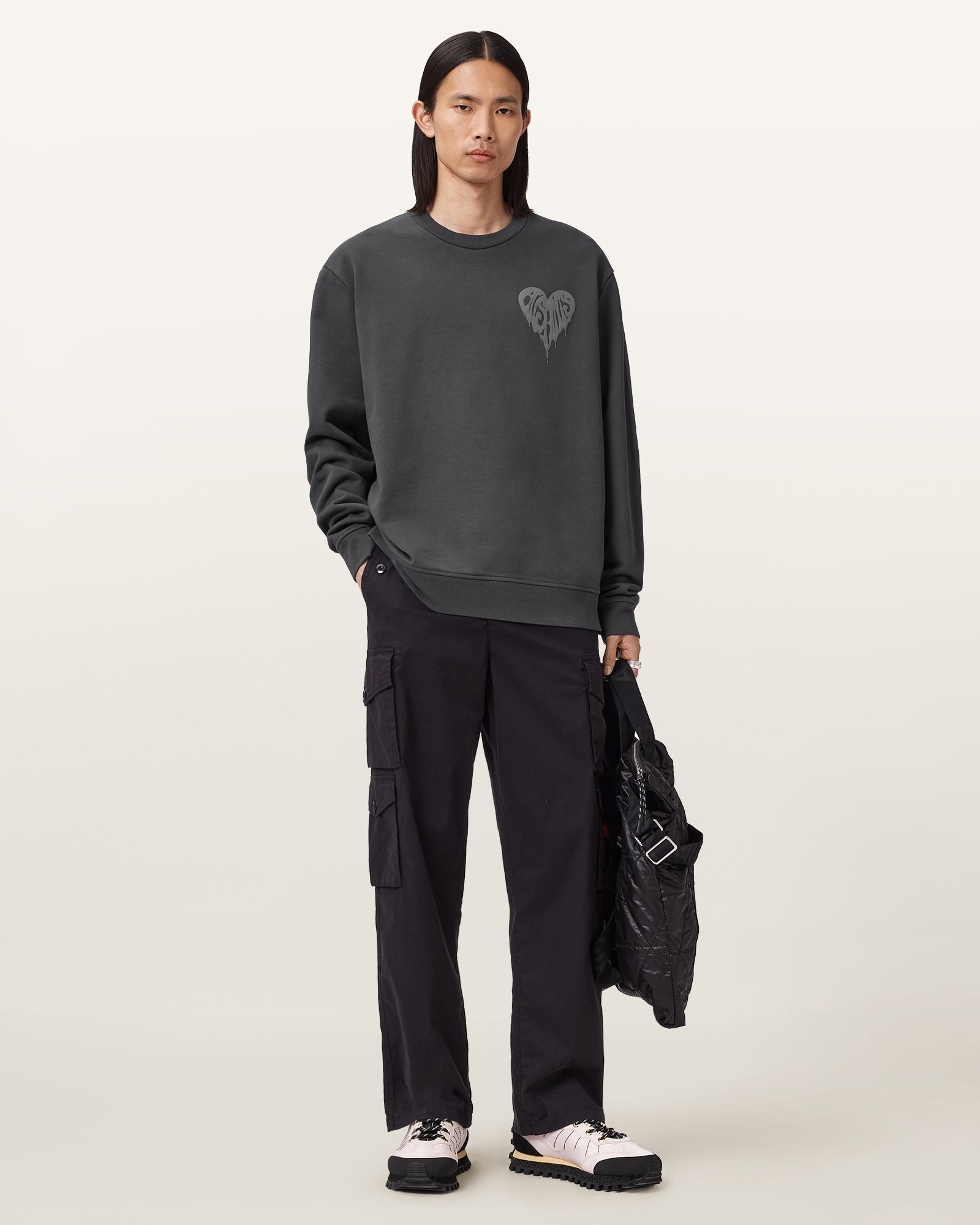 Washed Black Color Trip Crew Sweatshirt from AllSaints