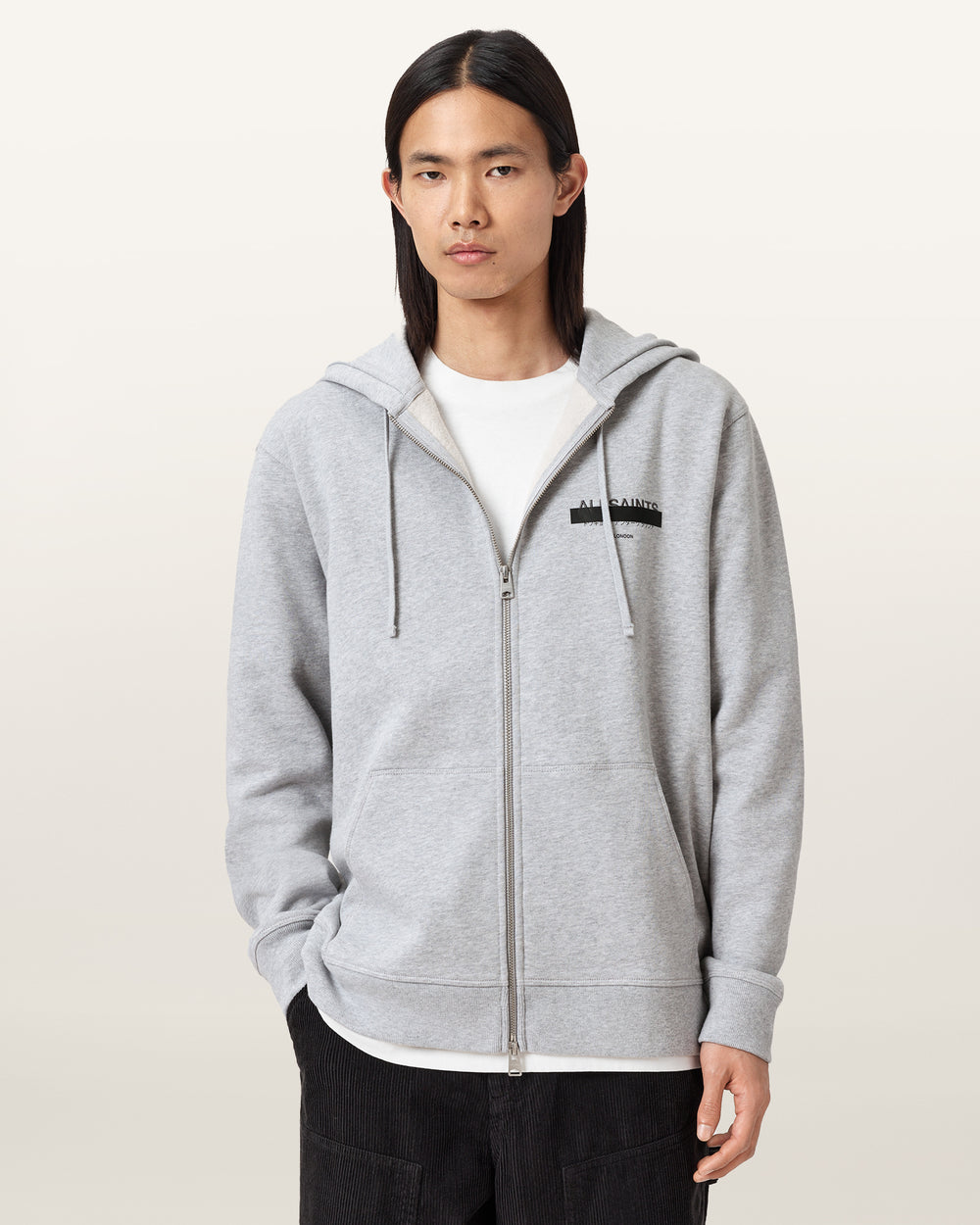Grey Marl Color Redact Zip Hoody from AllSaints