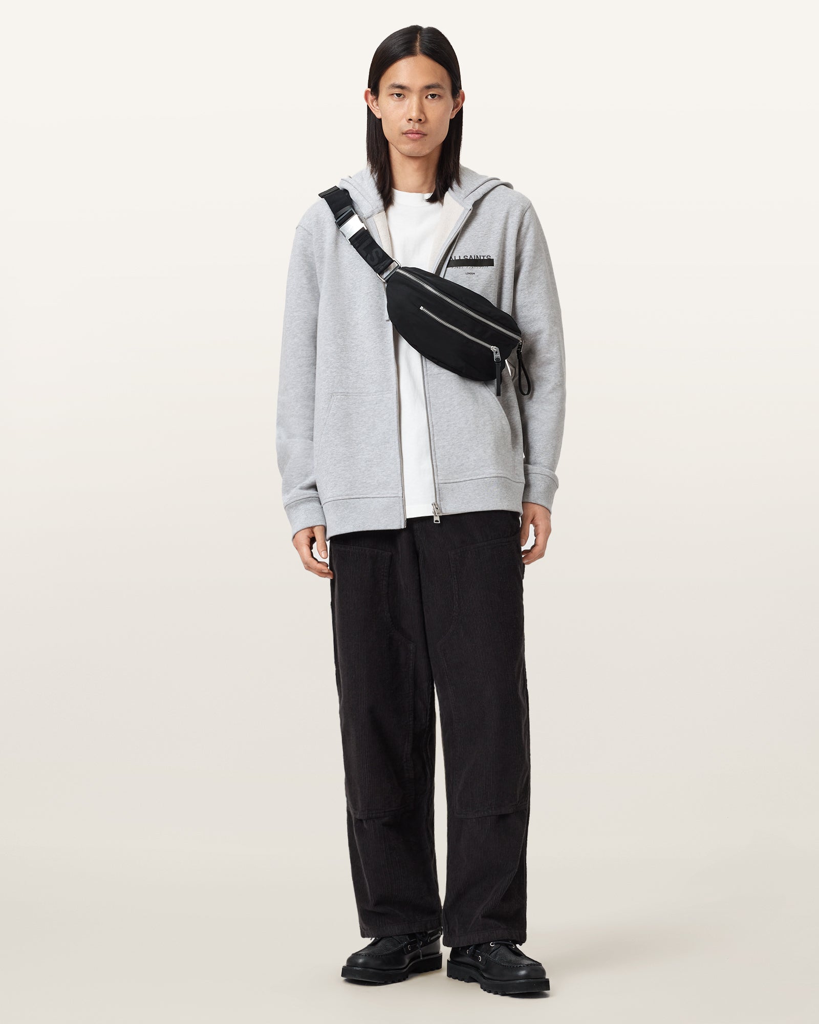 Grey Marl Color Redact Zip Hoody from AllSaints