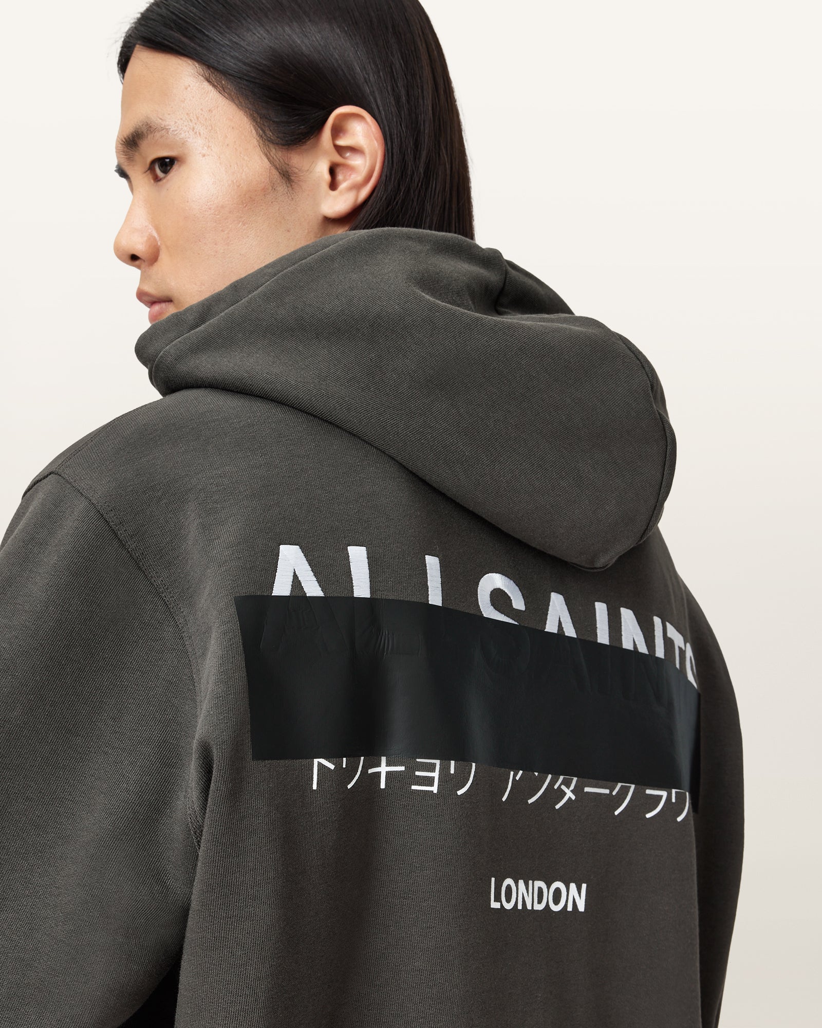 Washed Black Color Redact Zip Hoody from AllSaints