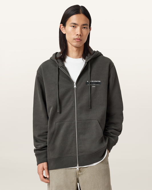 Washed Black Color Redact Zip Hoody from AllSaints