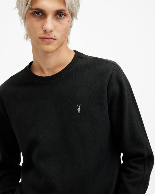 Jet Black Color Rowe LS Crew Sweatshirt from AllSaints