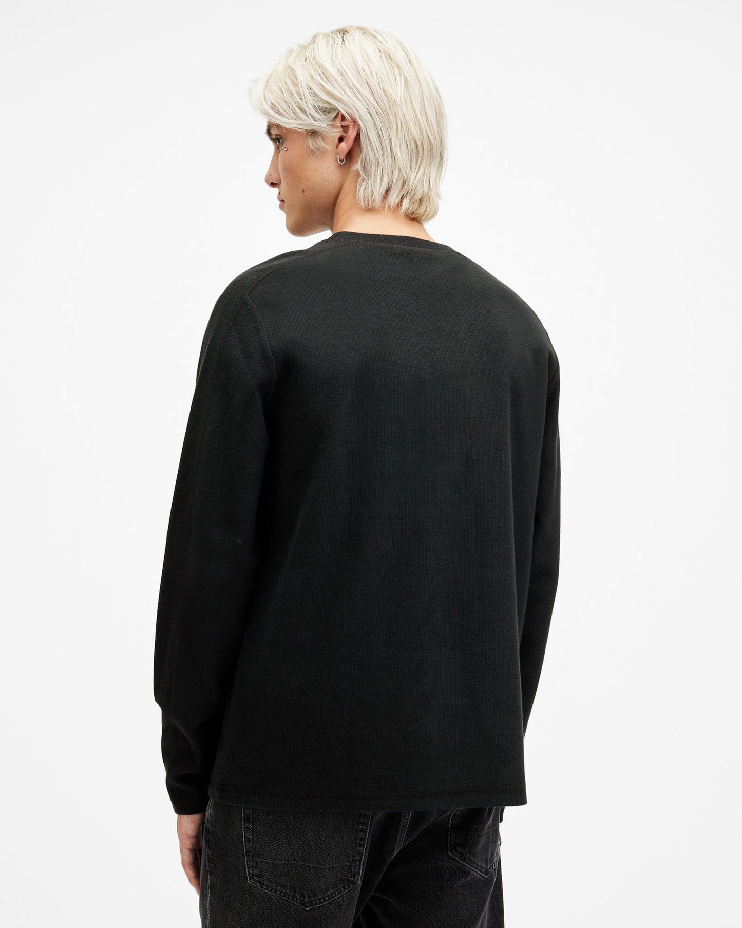 Jet Black Color Rowe LS Crew Sweatshirt from AllSaints