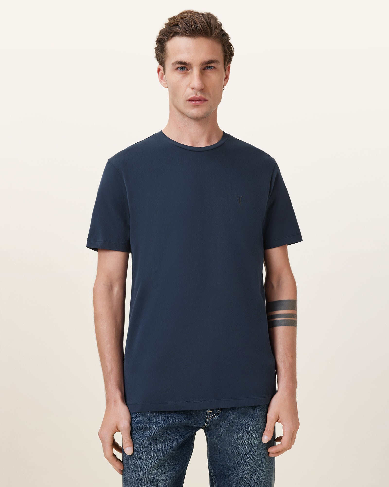 NAVY BLUE Color Brace SS Crew from AllSaints