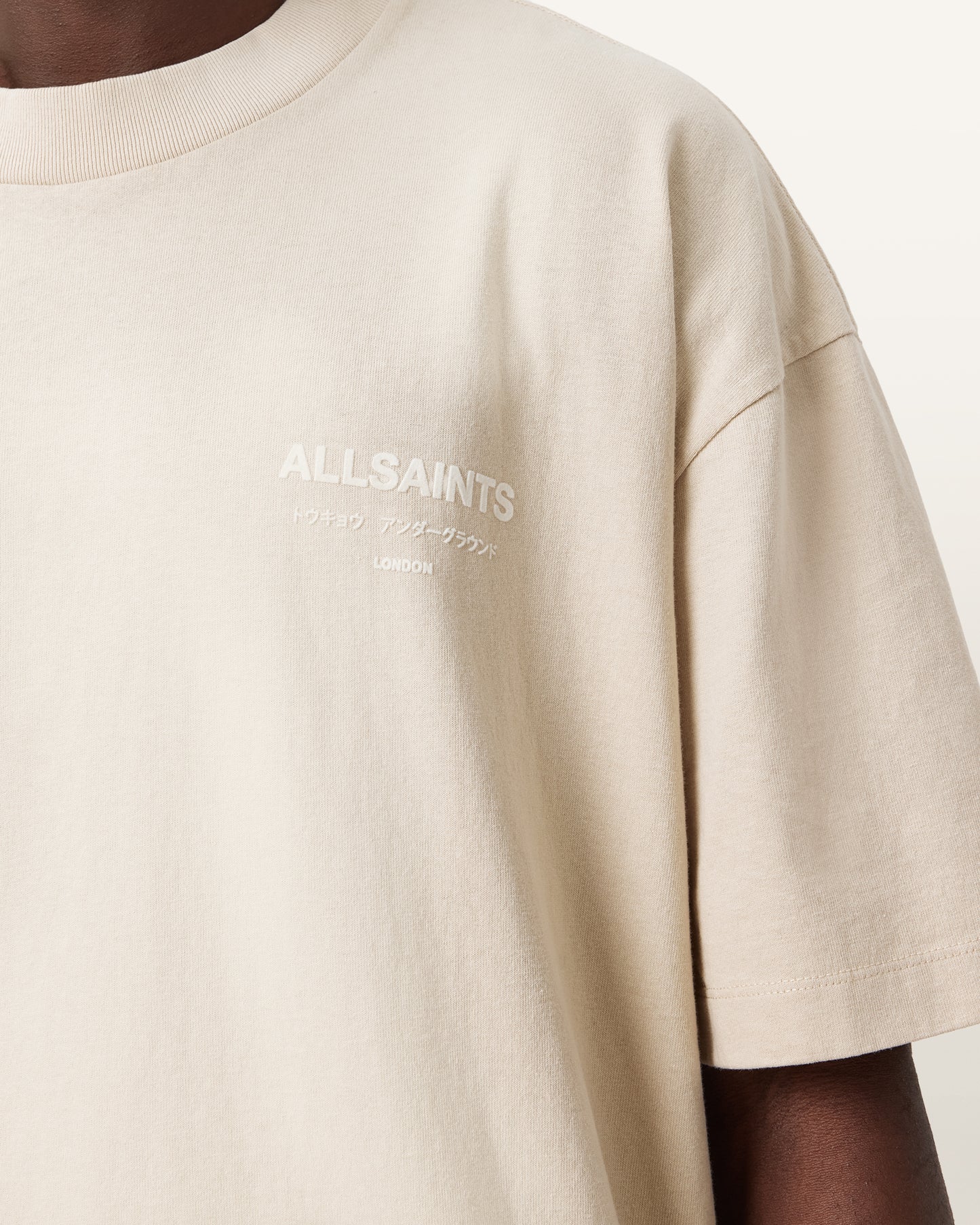 FEATHER TAUPE Color Xander SS Crew from AllSaints
