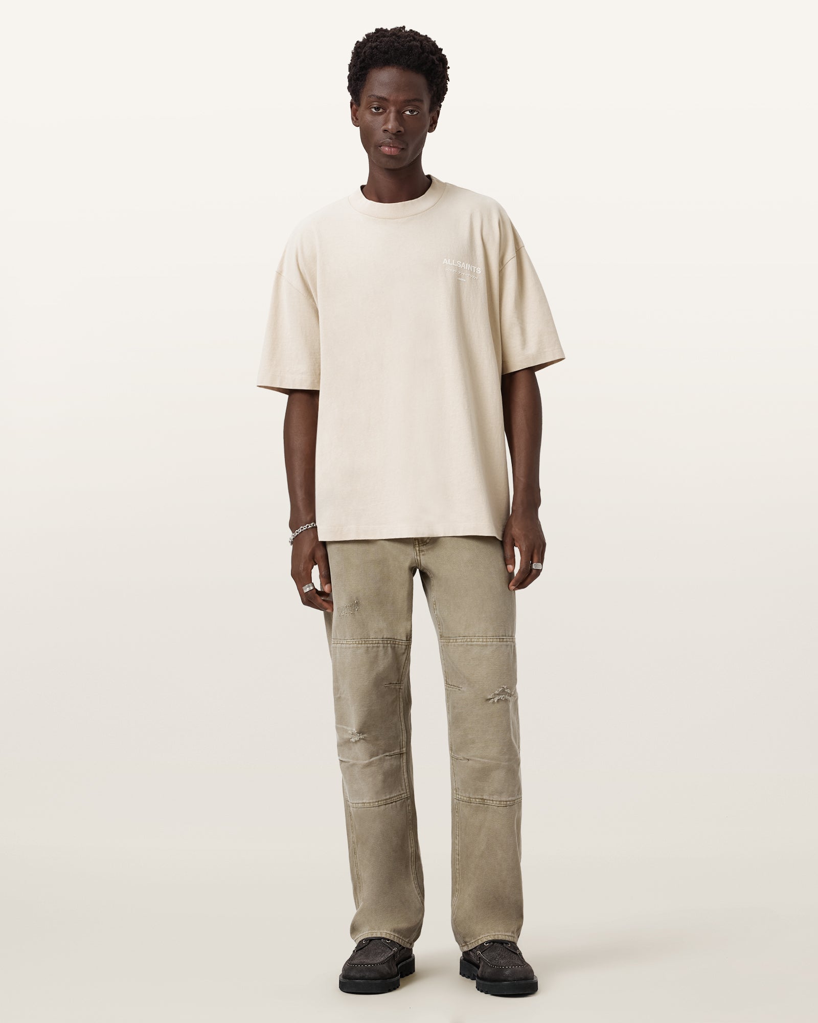 FEATHER TAUPE Color Xander SS Crew from AllSaints