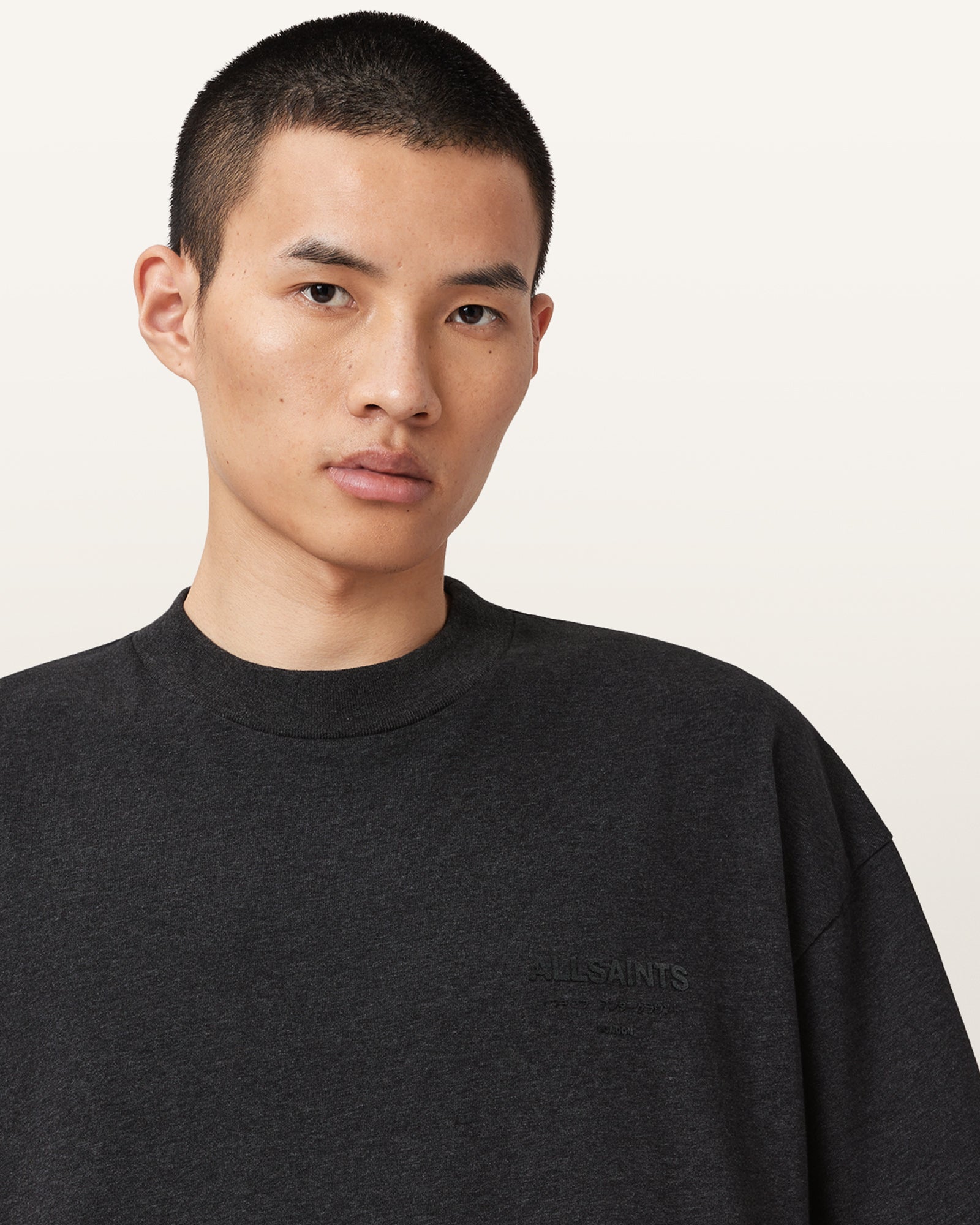 Charcoal Grey Color Xander SS Crew from AllSaints