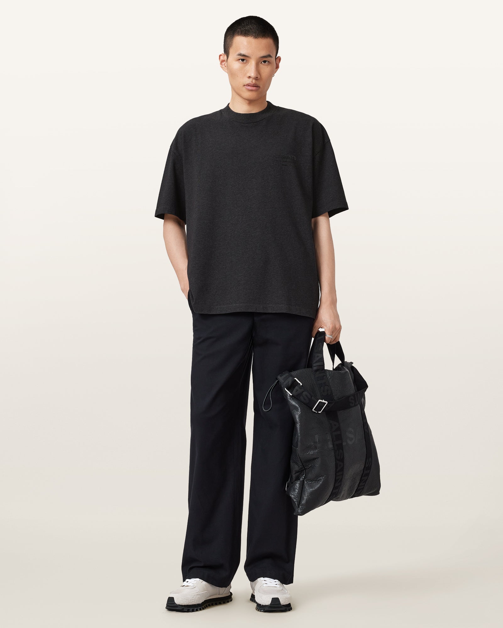 Charcoal Grey Color Xander SS Crew from AllSaints