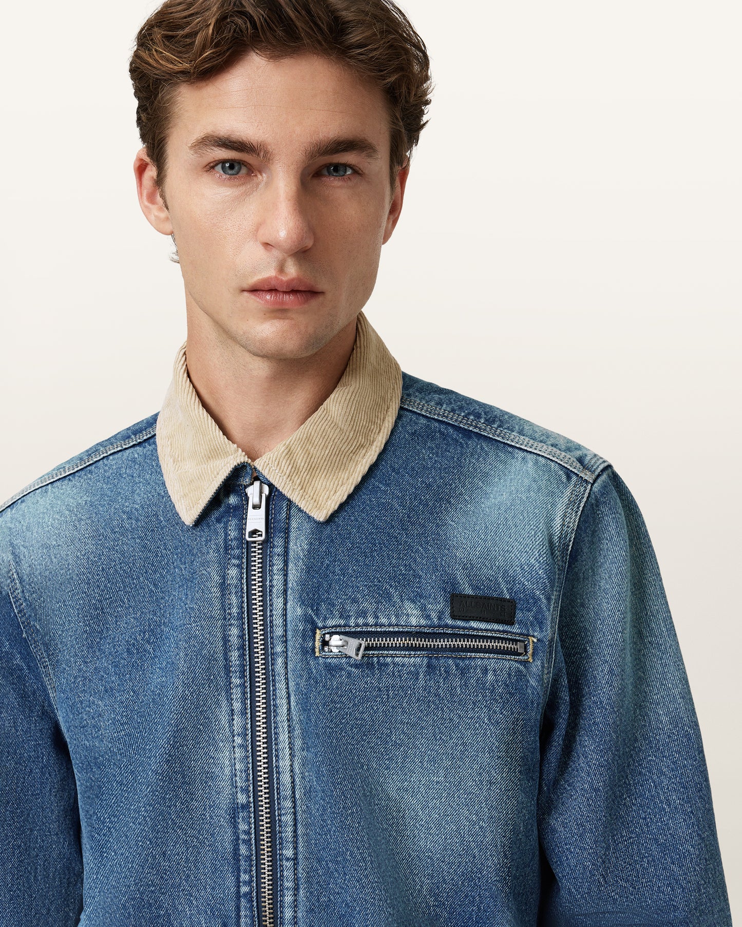 Washed Indigo Color Rothwell Denim Jacket from AllSaints
