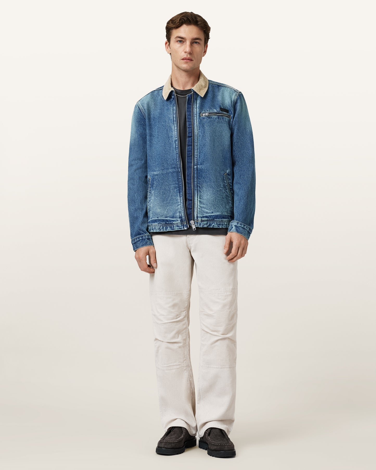 Washed Indigo Color Rothwell Denim Jacket from AllSaints