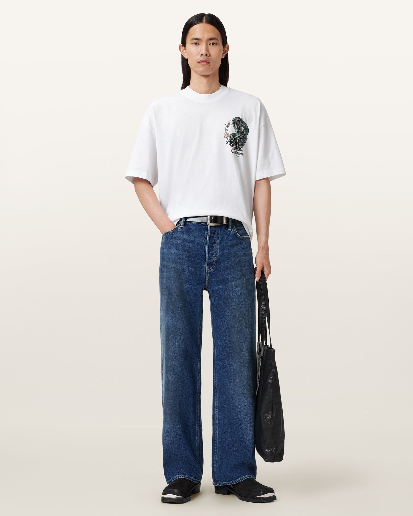 Optic White Color Snakebite SS Crew from AllSaints