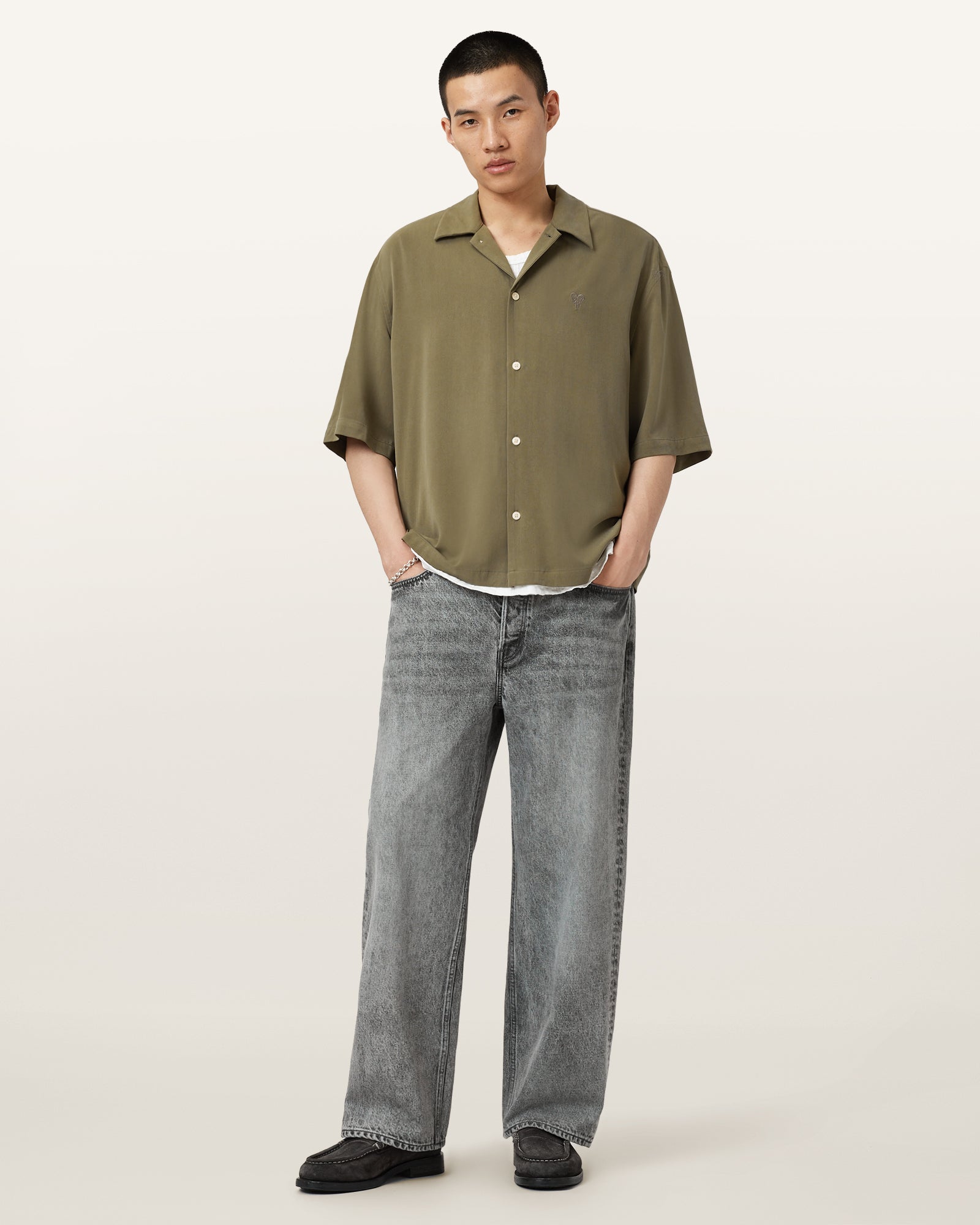 DUSTY GREEN Color Rialto SS Shirt from AllSaints