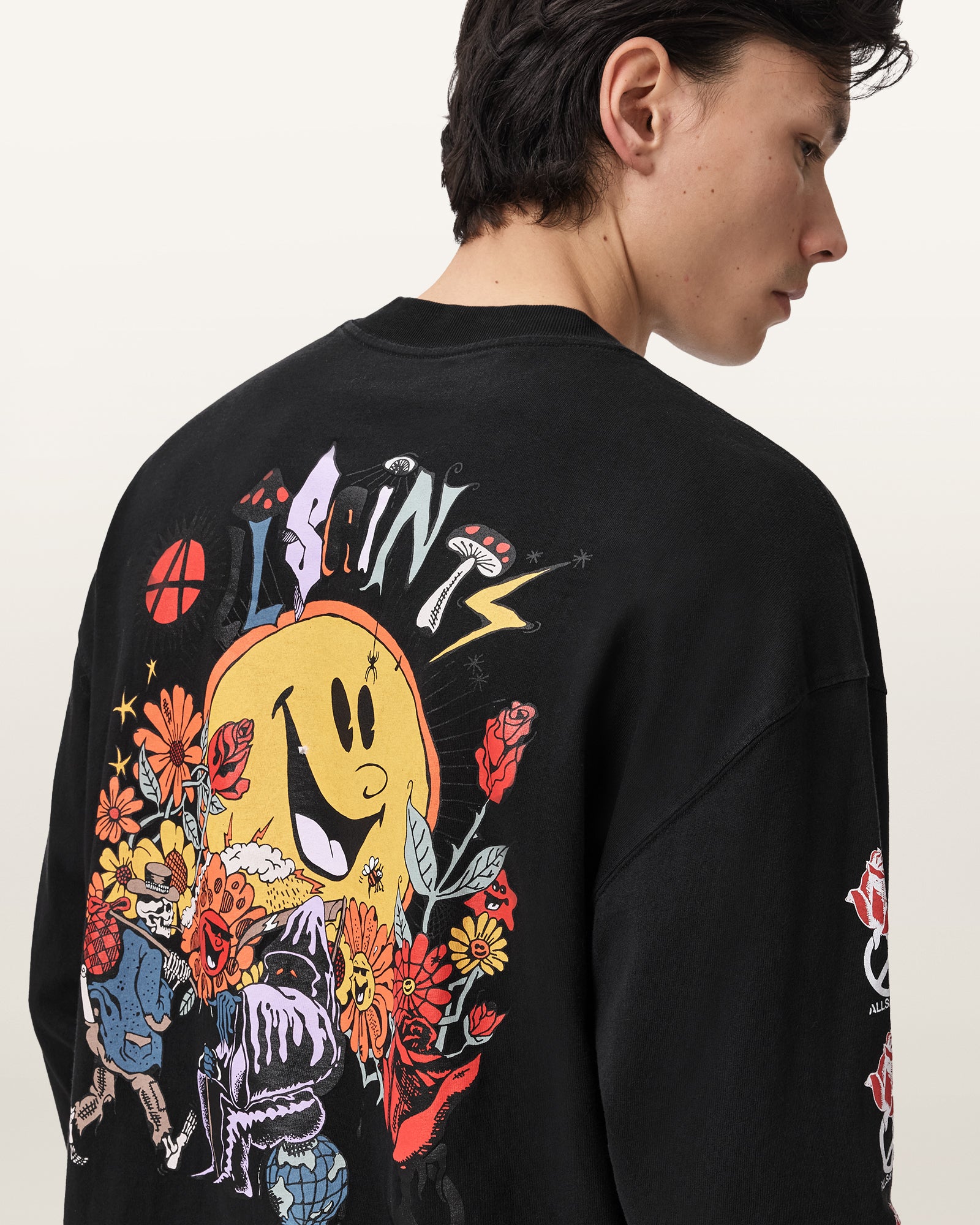 Washed Black Color Gardens LS Crew from AllSaints