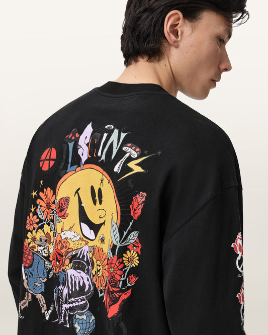 Washed Black Color Gardens LS Crew from AllSaints